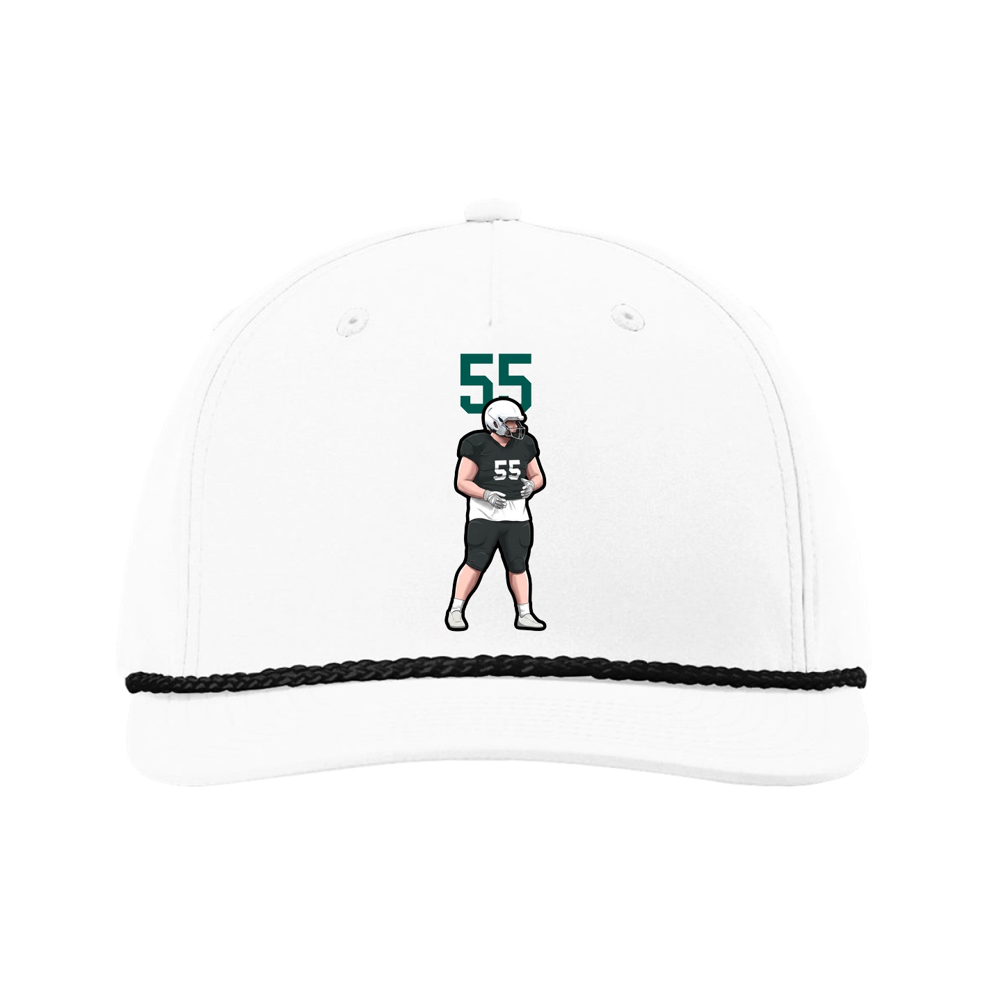 Five-Panel Classic Rope Cap — Number Top in White