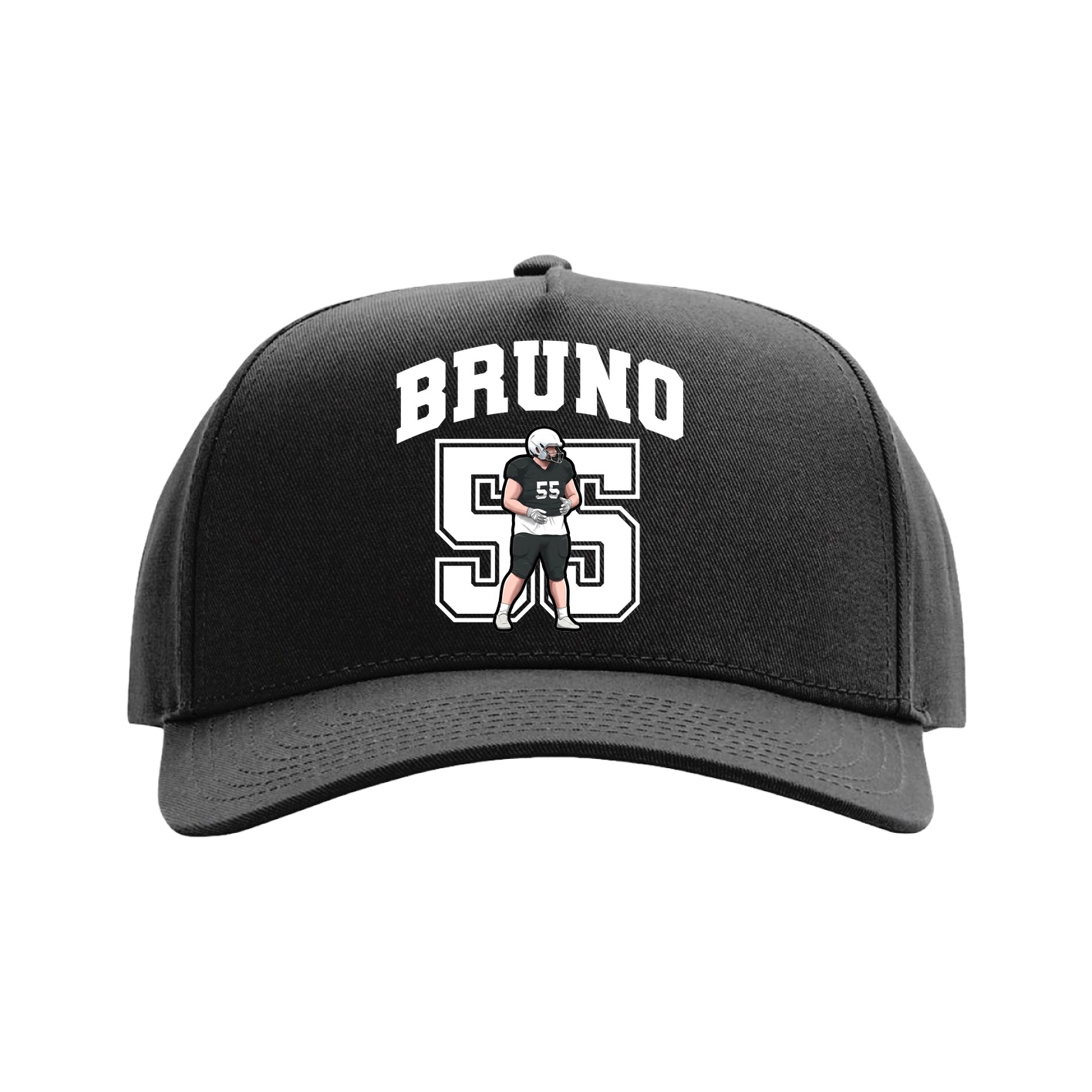 Full Fabric Five-Panel Champ Cap — Number in Black