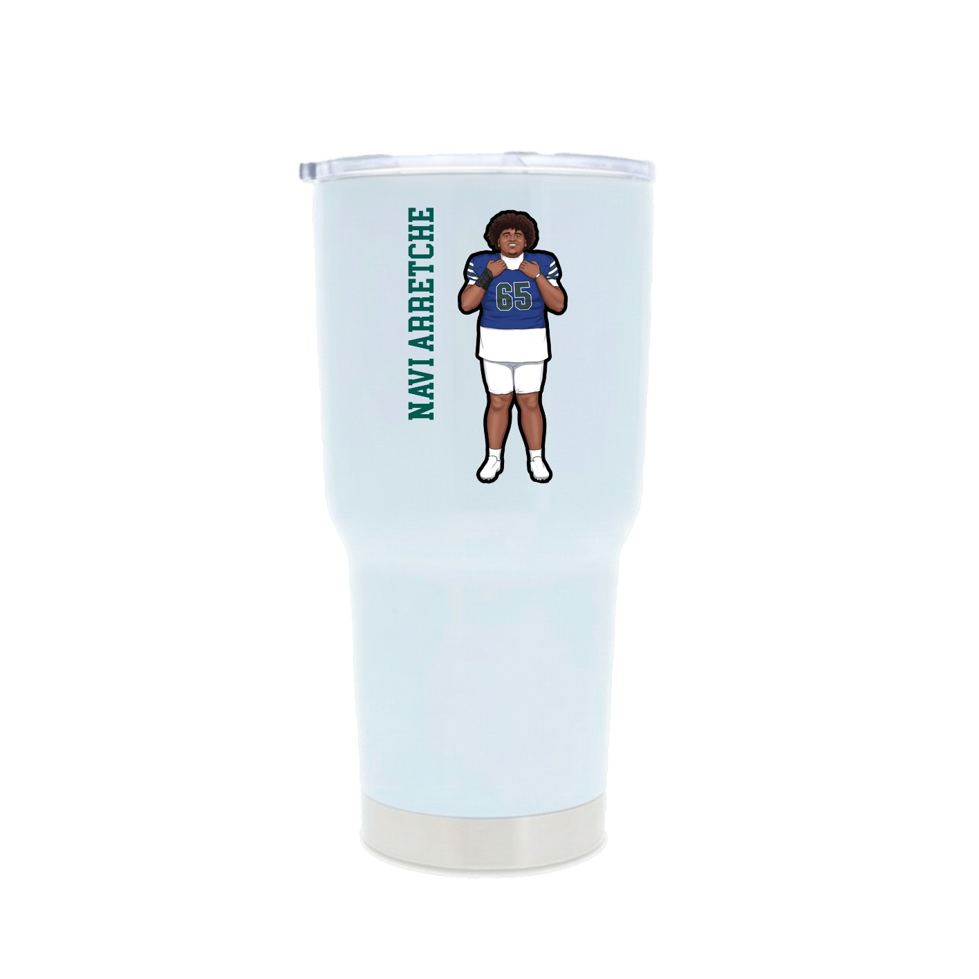 30oz Stainless Steel Tumbler — Name Vertical in White