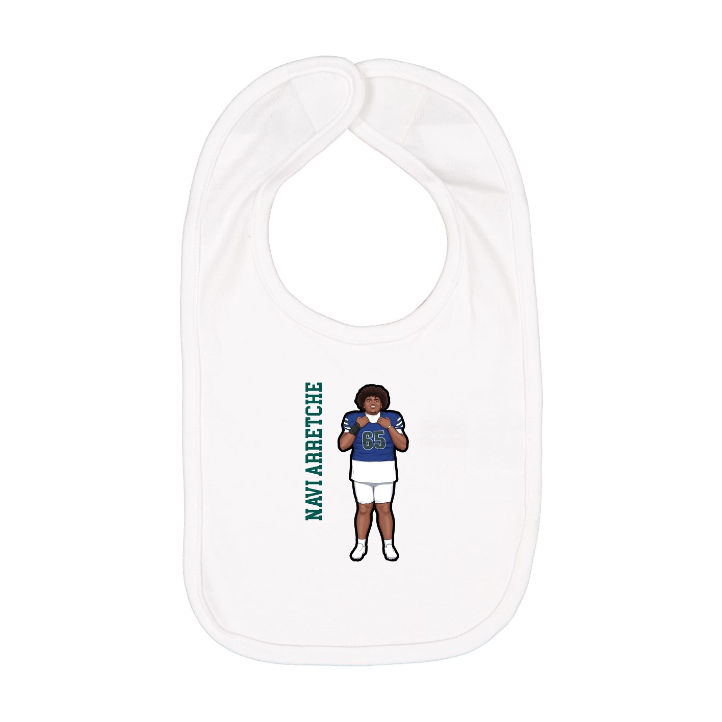 Infant Bib — Name Vertical in White