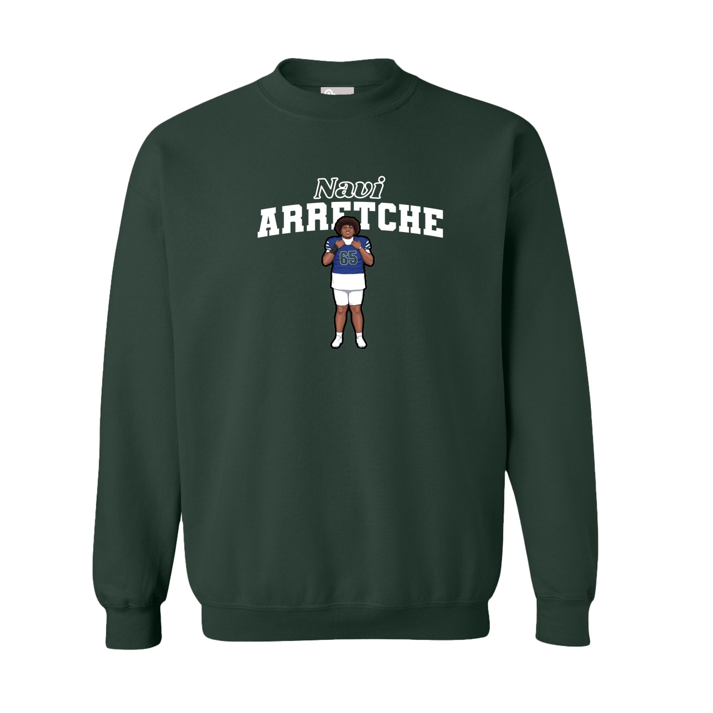 Fleece Crew — Name Arch in Green