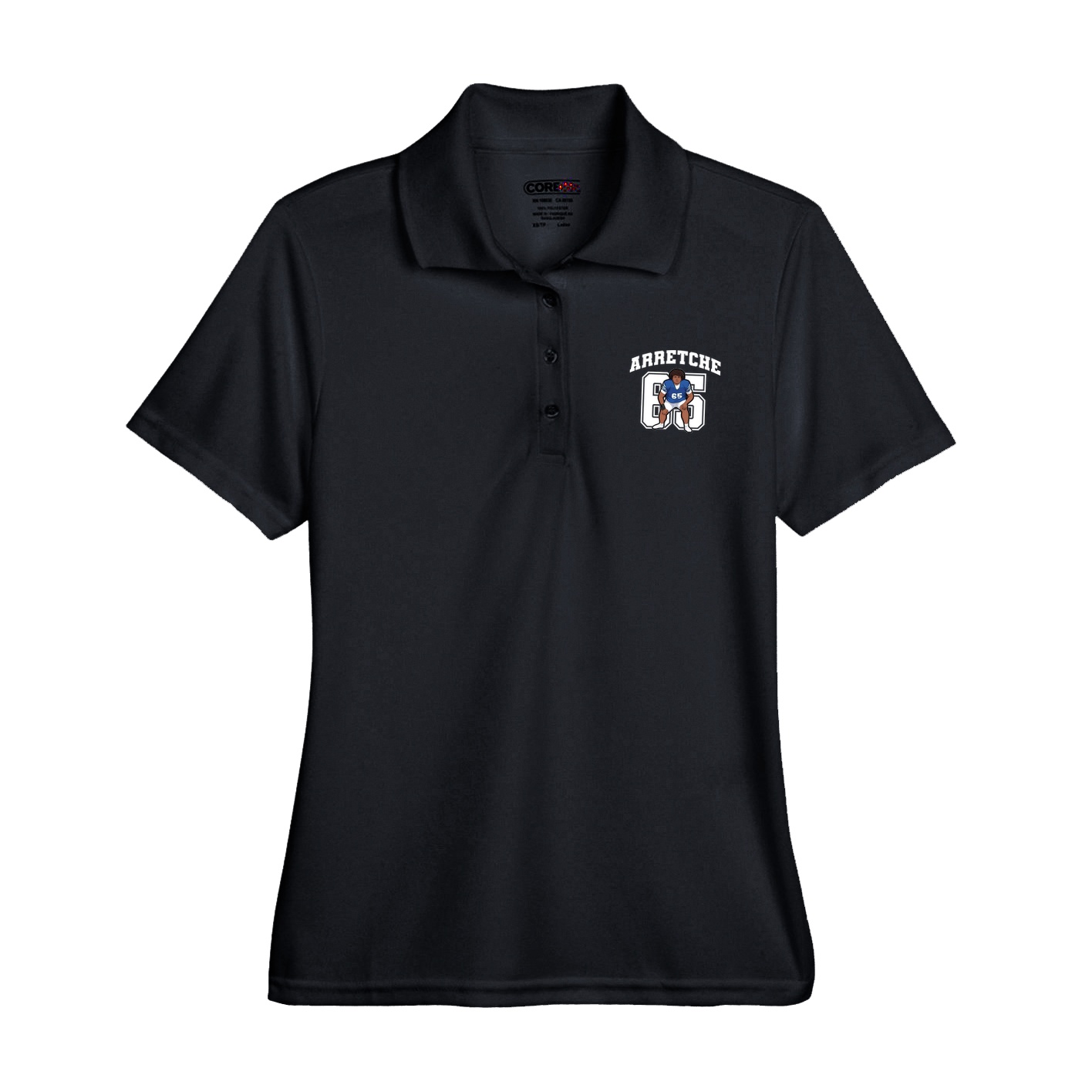 Womens Performance Polo — Number in Black