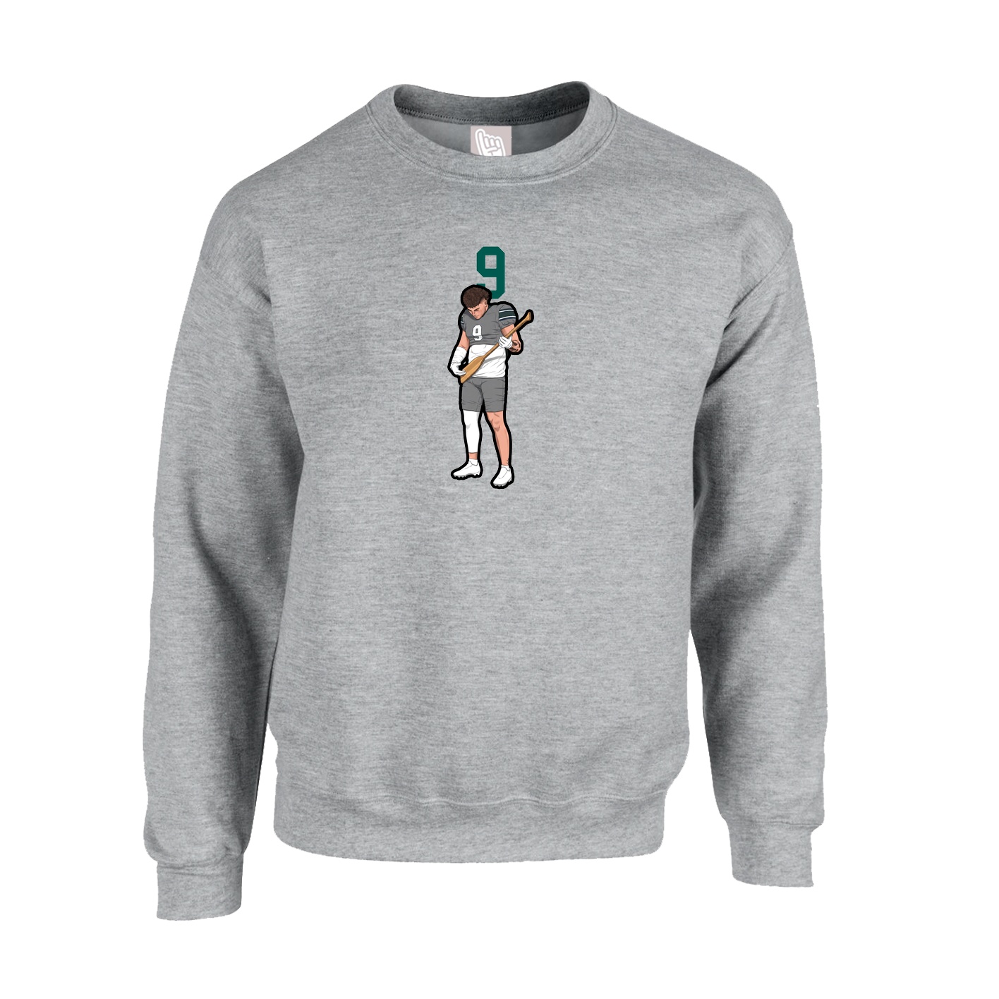 Fleece Crew — Number Top in Grey