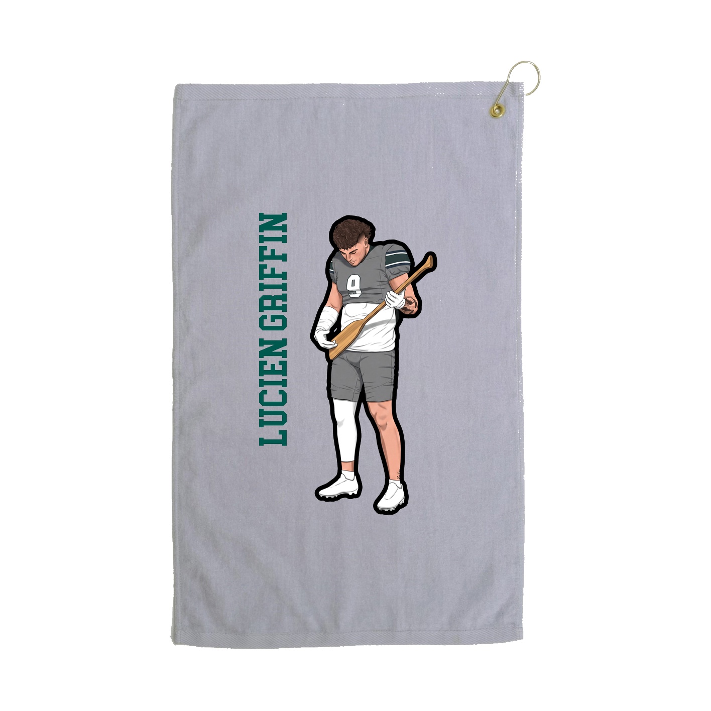Golf Towel — Name Vertical in Grey
