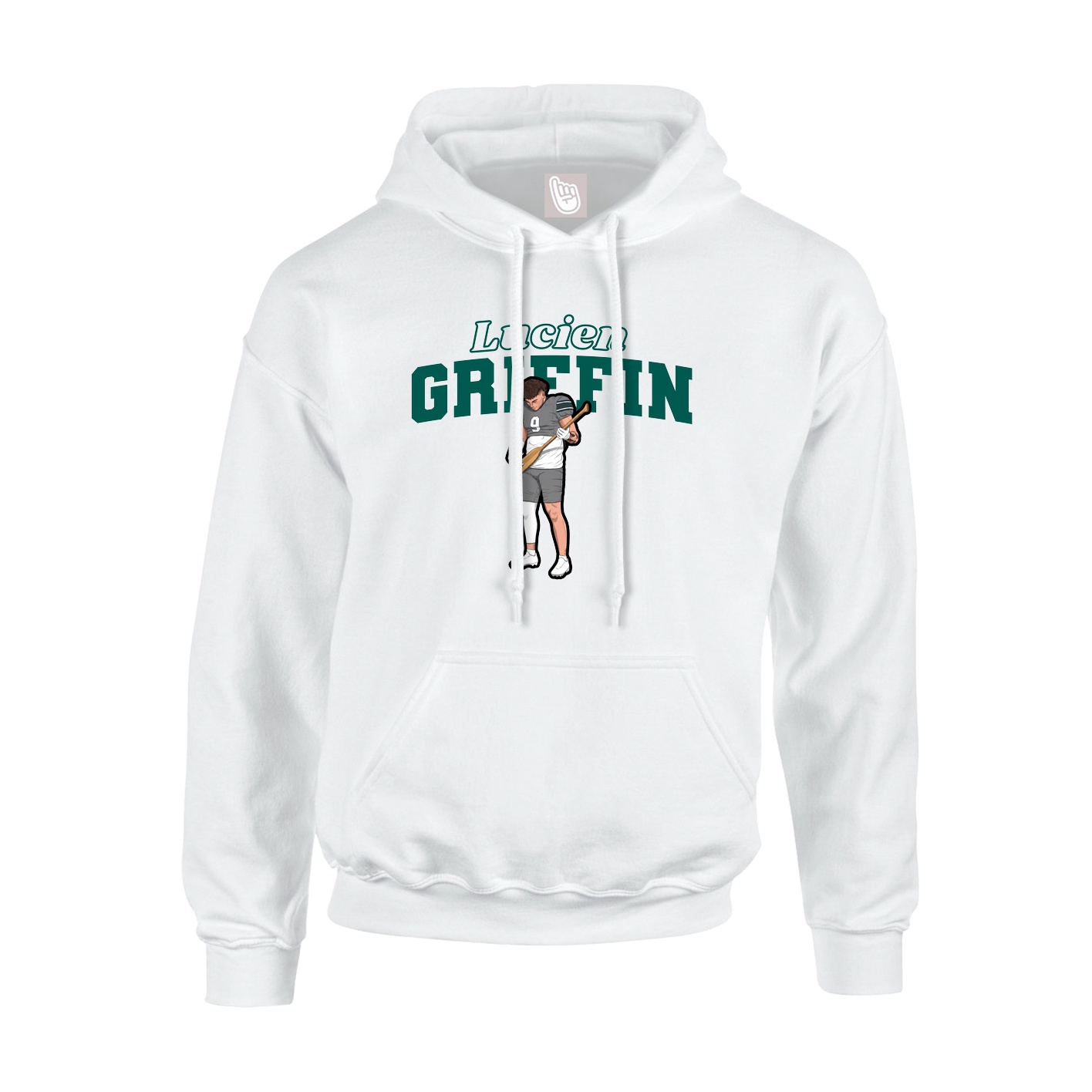 Youth Hoodie — Name Arch in White