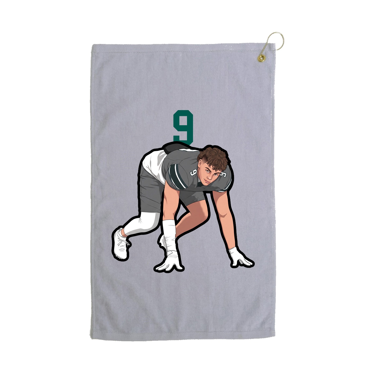 Golf Towel — Number Top in Grey
