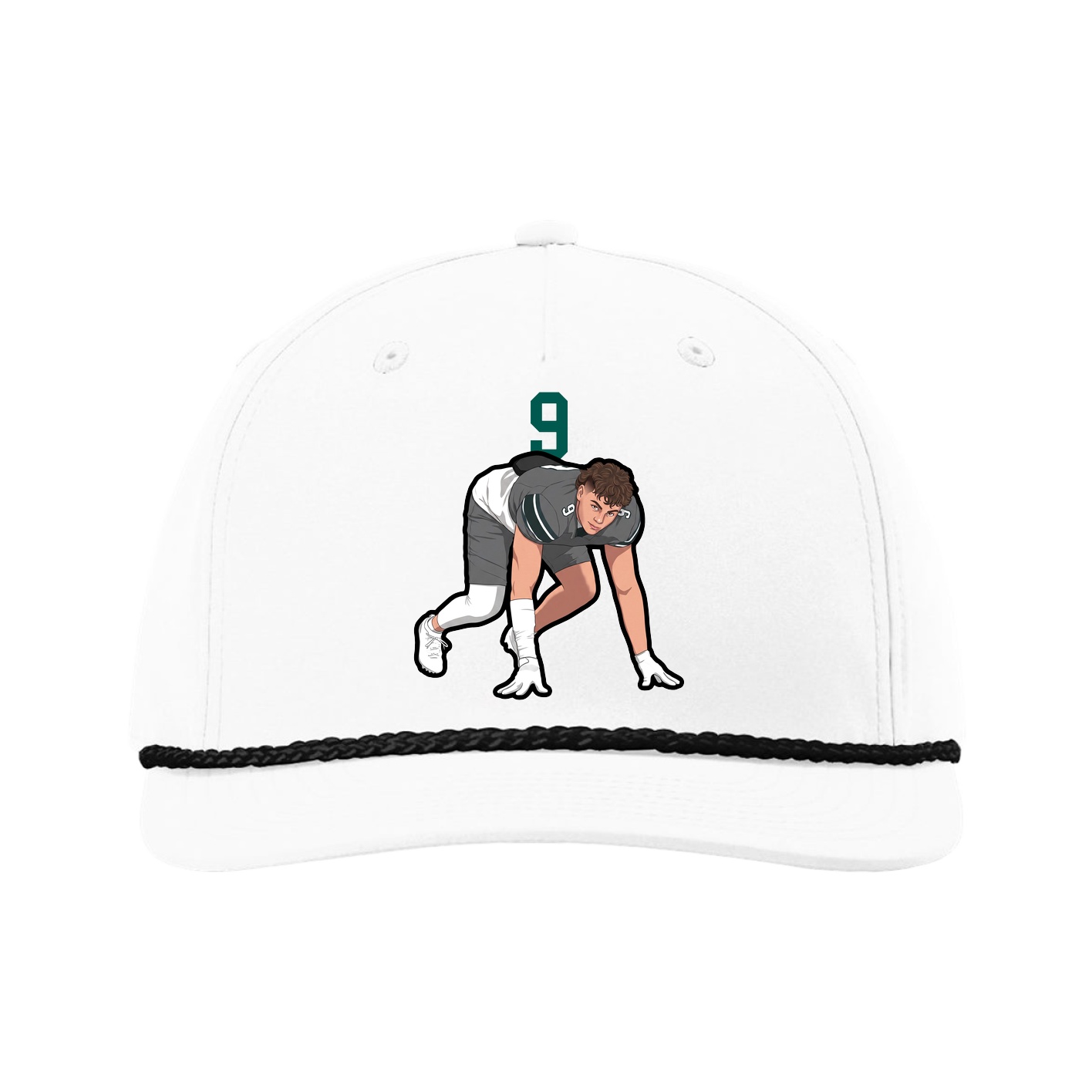 Five-Panel Classic Rope Cap — Number Top in White