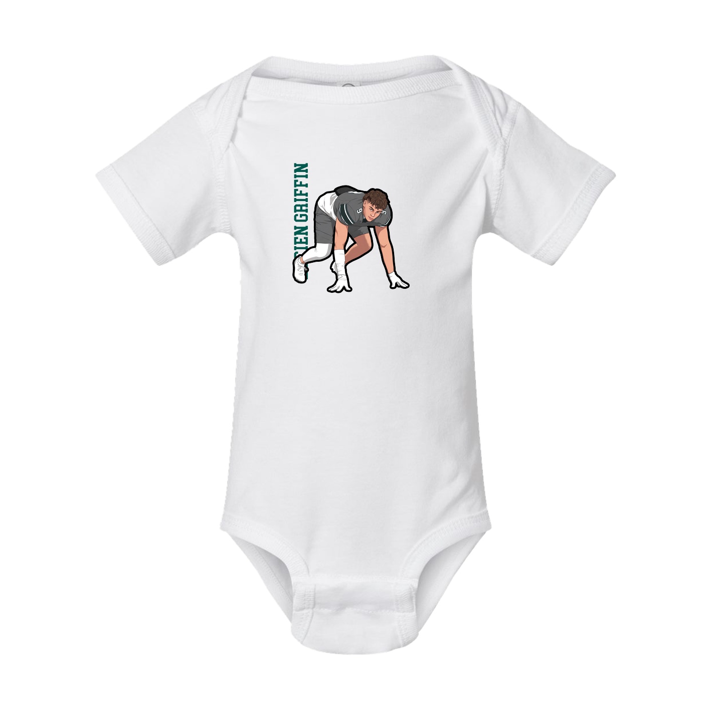 Baby Onesie — Name Vertical in White