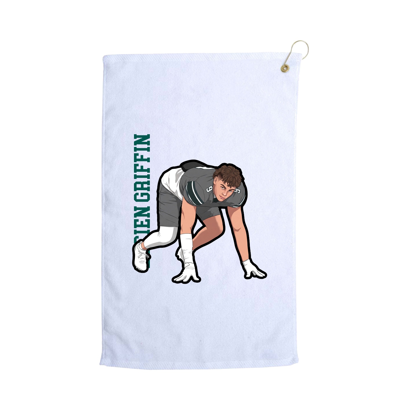 Golf Towel — Name Vertical in White