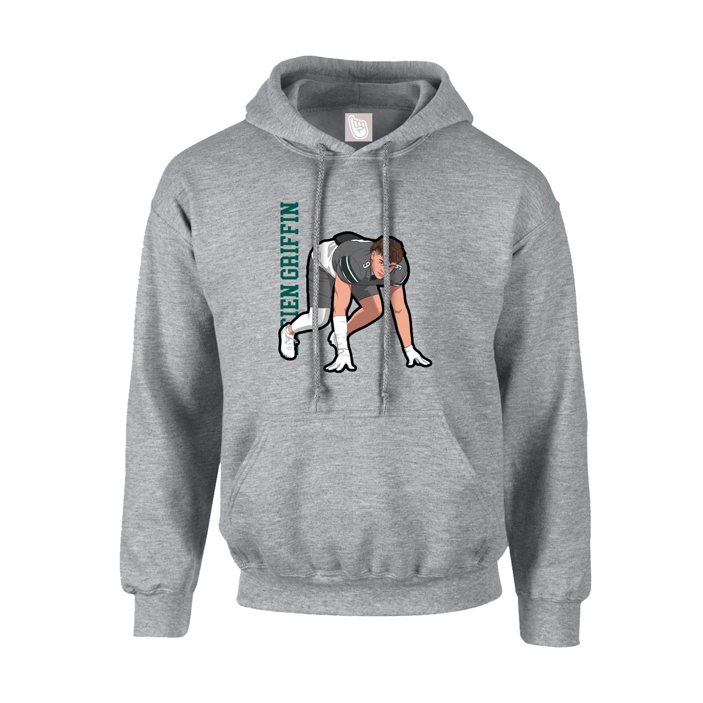 Hoodie — Name Vertical in Grey