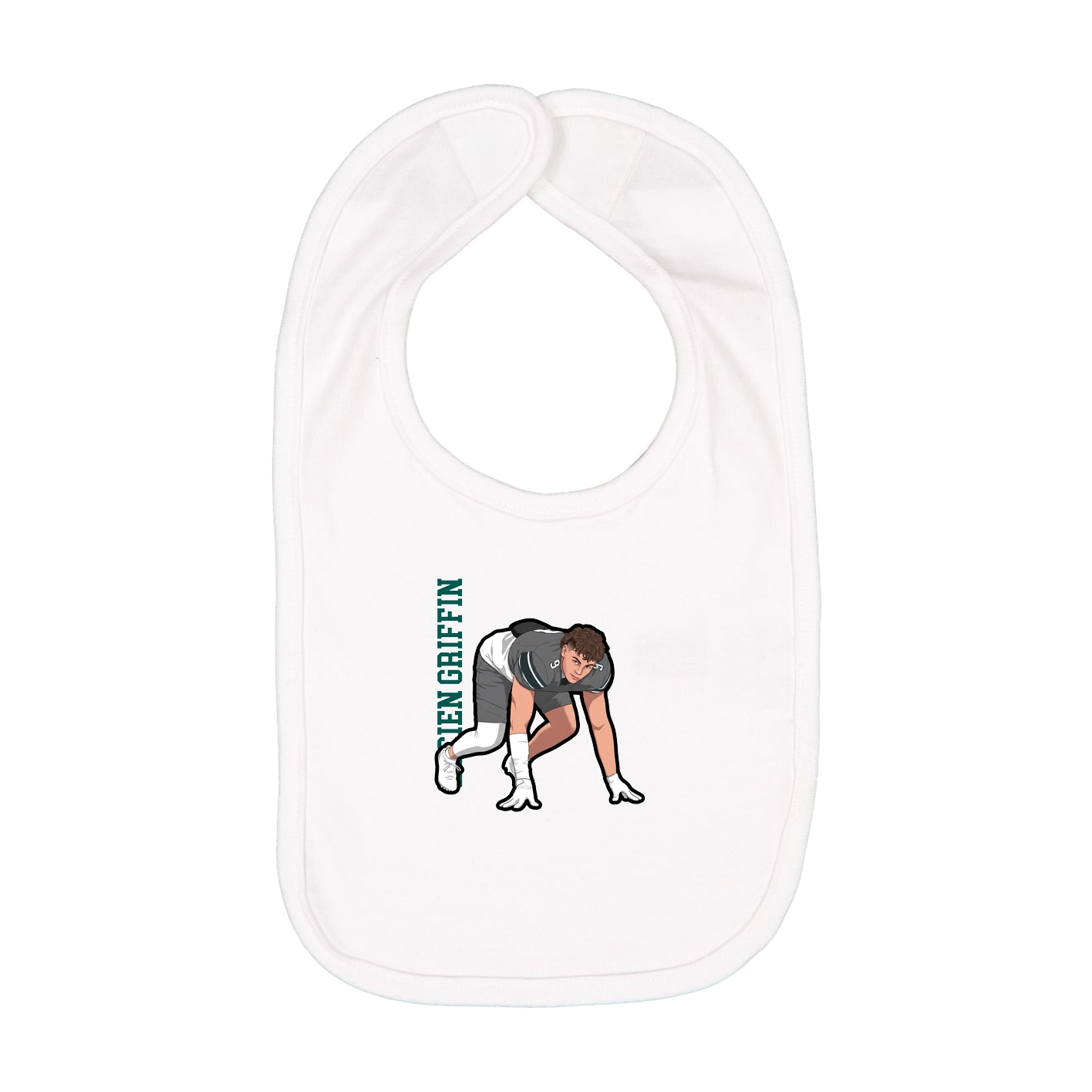 Infant Bib — Name Vertical in White