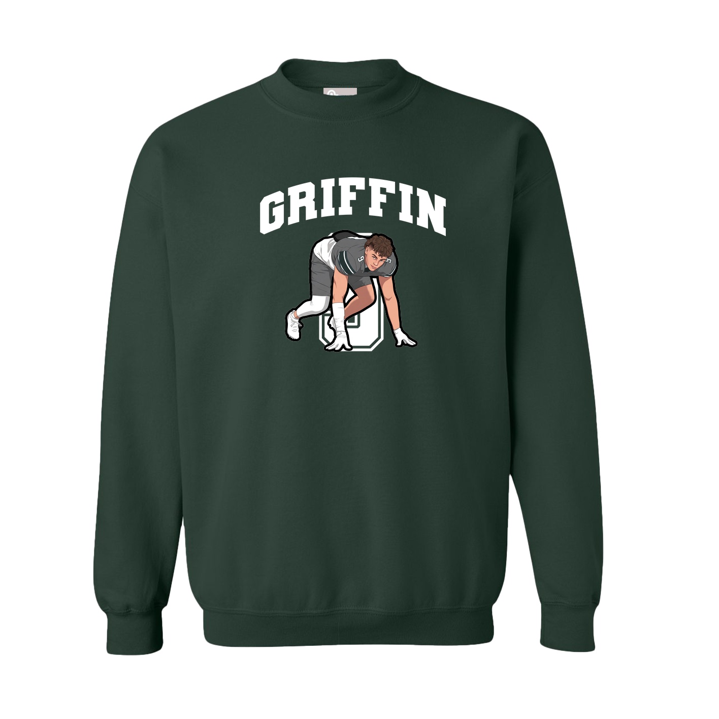 Fleece Crew — Number in Green