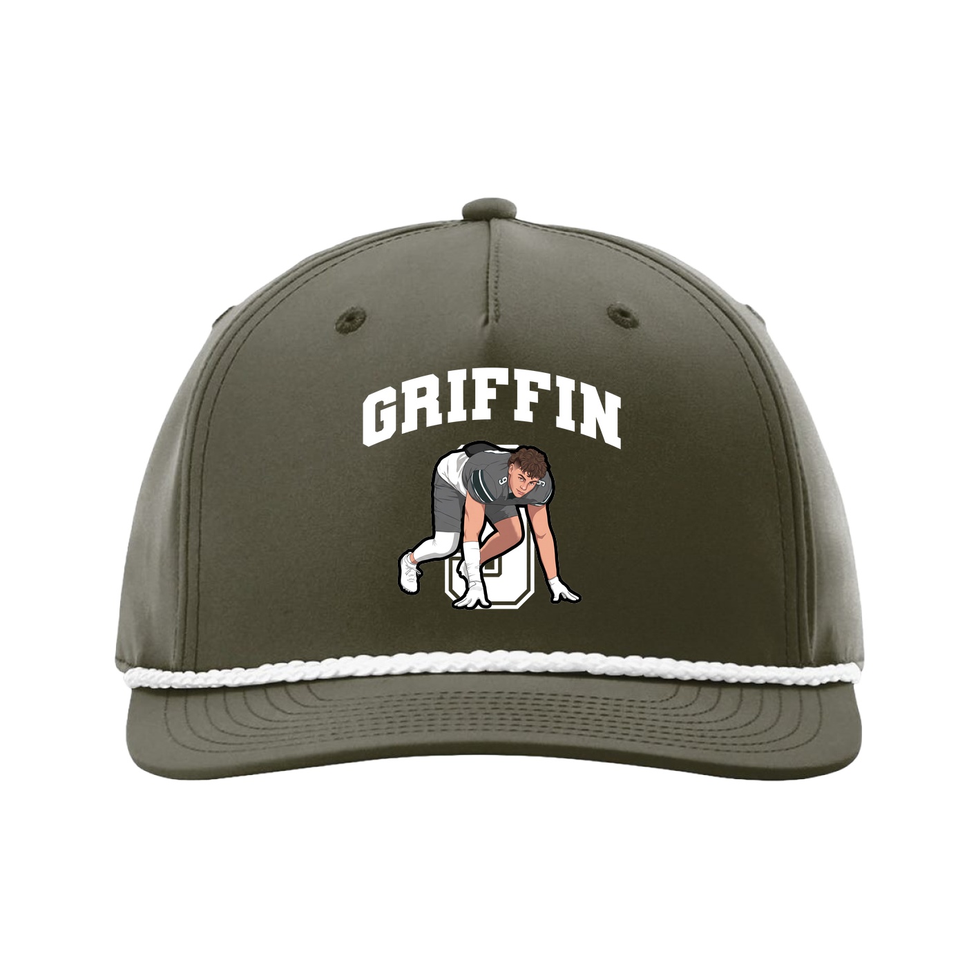 Five-Panel Classic Rope Cap — Number in Green