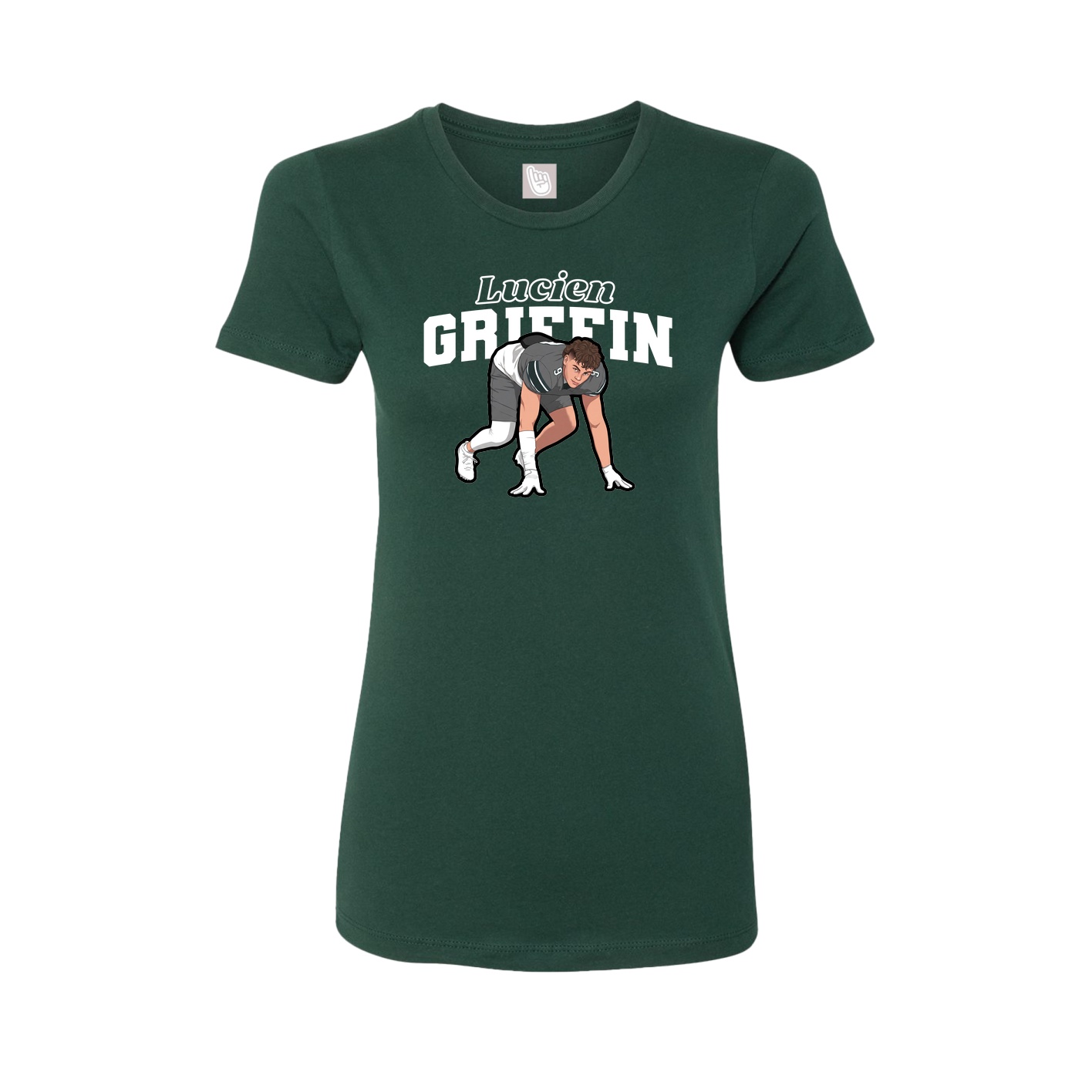 Fitted Women's Tee — Name Arch in Green
