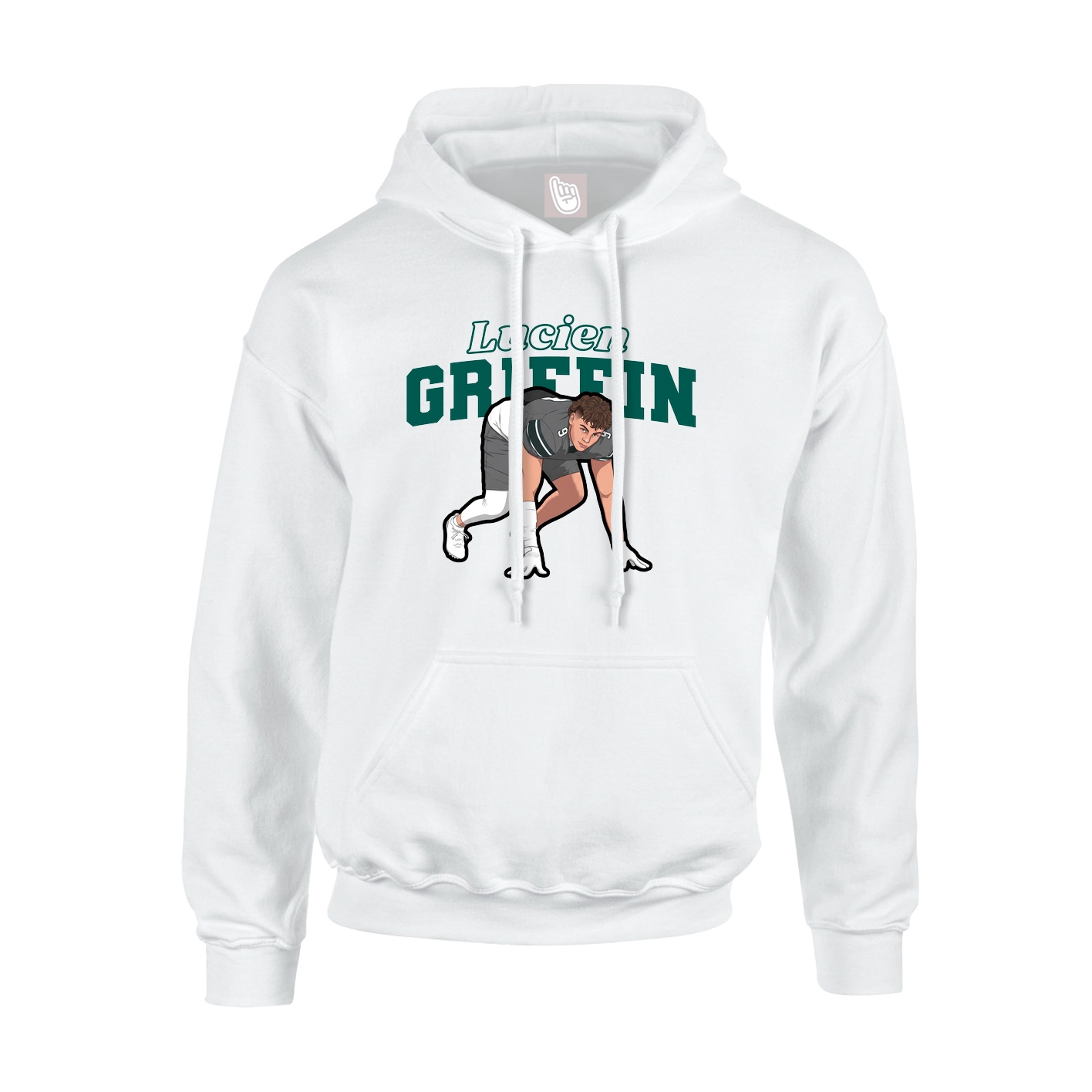 Youth Hoodie — Name Arch in White