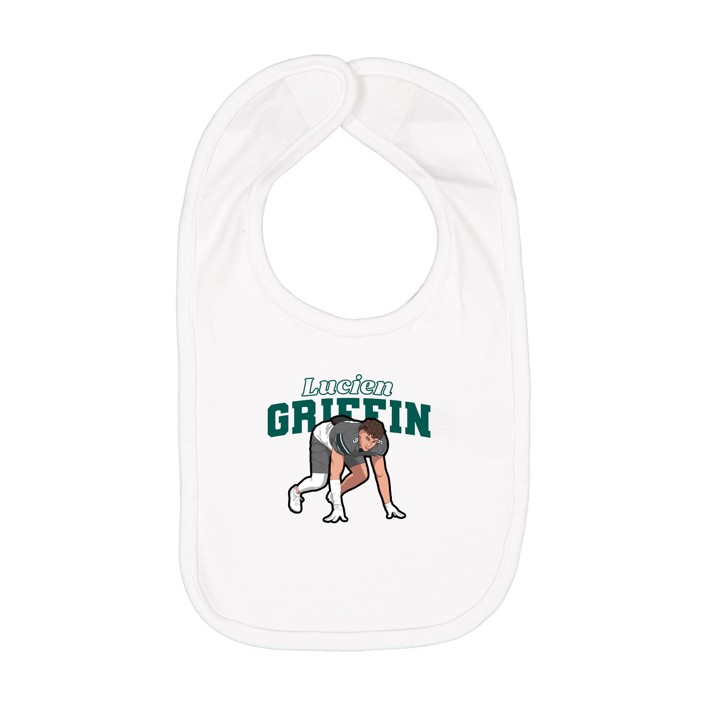 Infant Bib — Name Arch in White