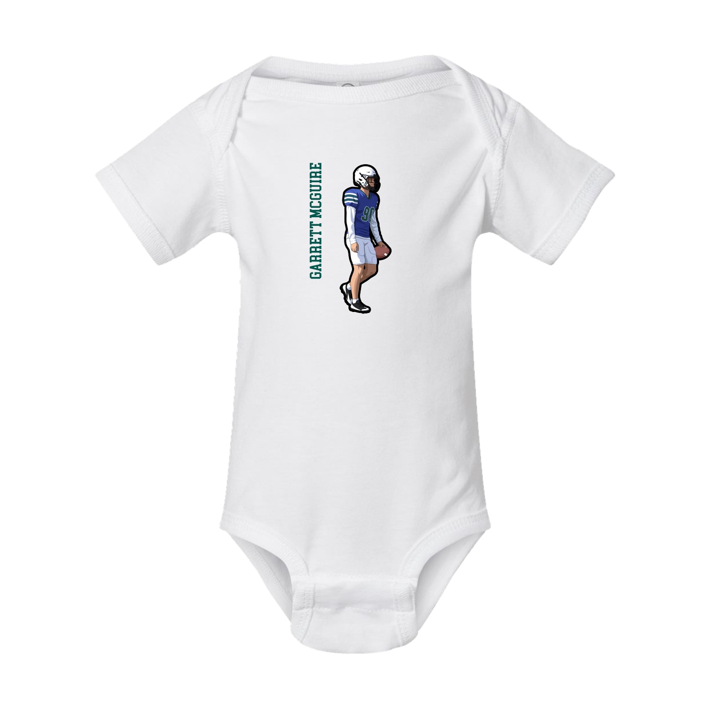Baby Onesie — Name Vertical in White