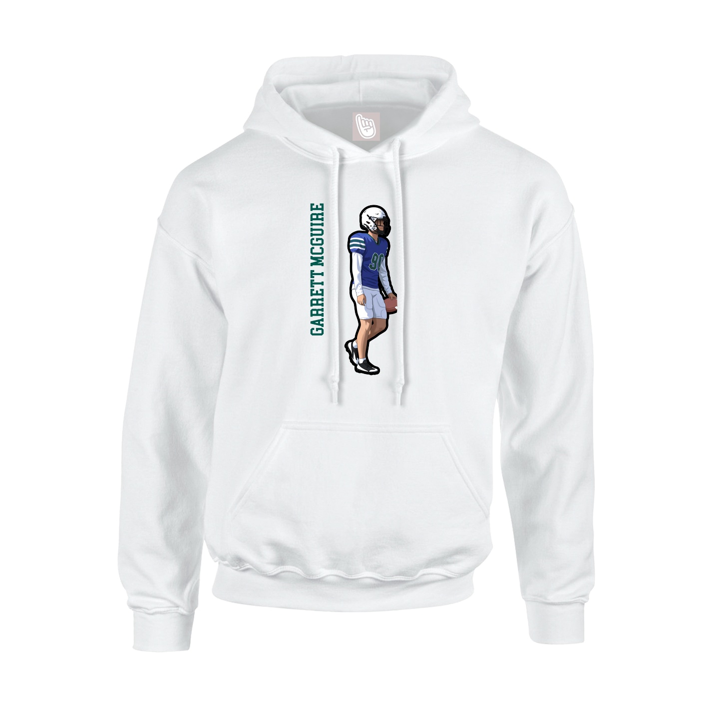 Youth Hoodie — Name Vertical in White