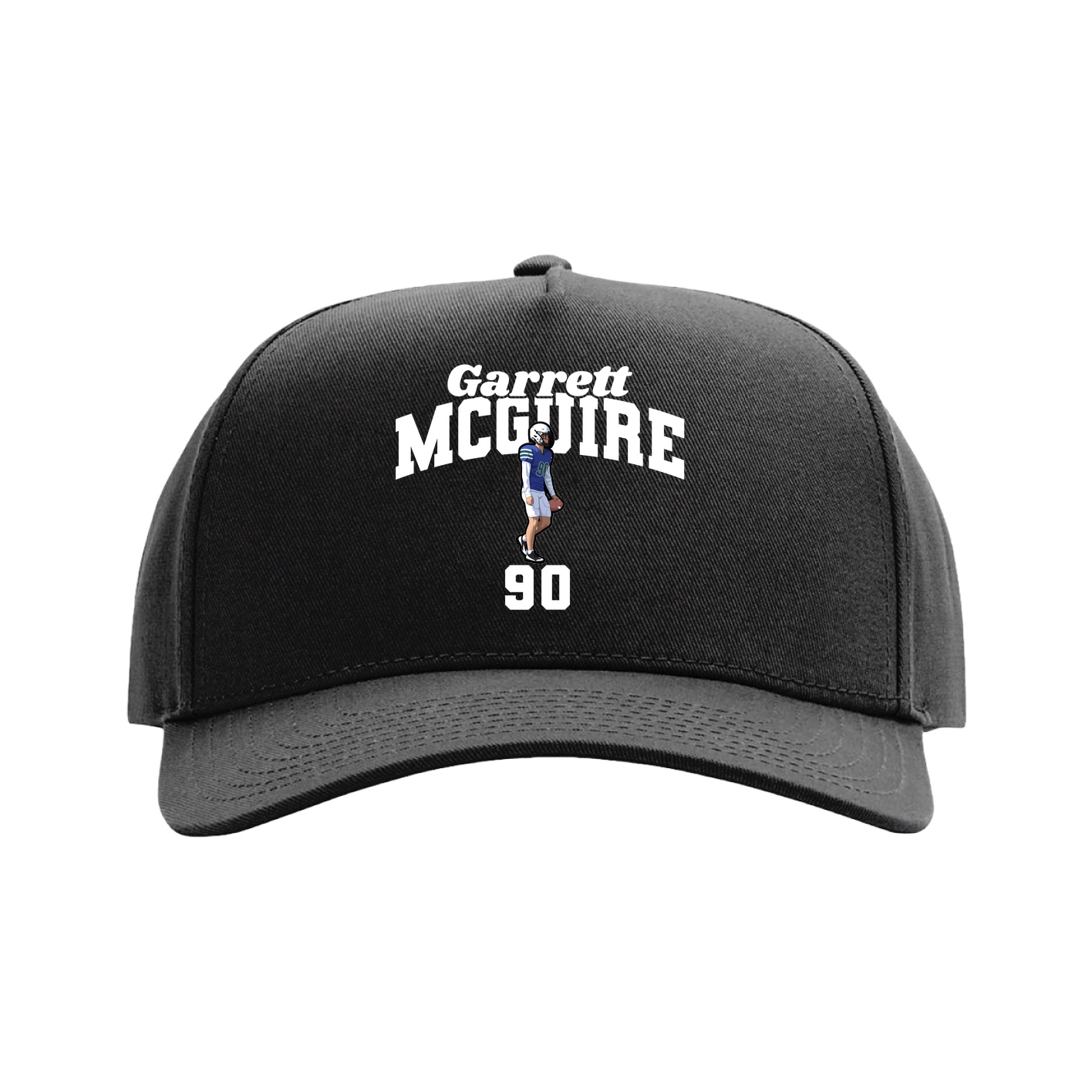 Full Fabric Five-Panel Champ Cap — Signature Arch in Black