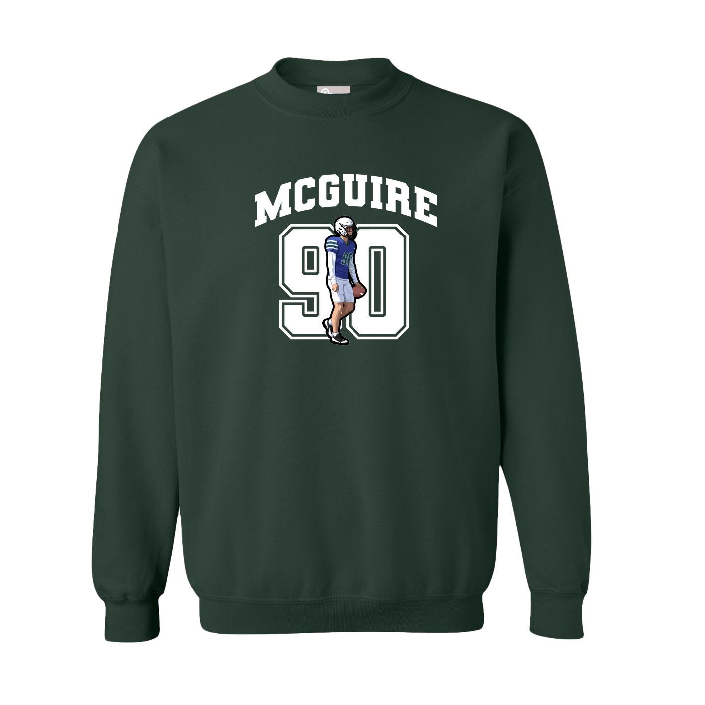 Fleece Crew — Number in Green