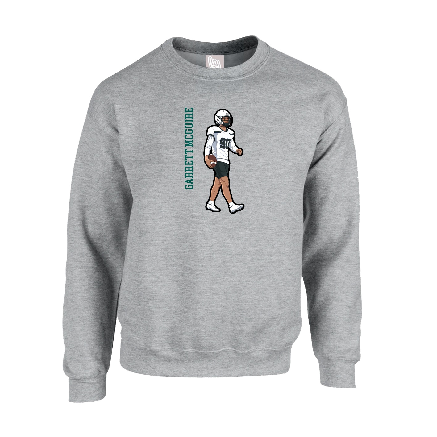 Fleece Crew — Name Vertical in Grey