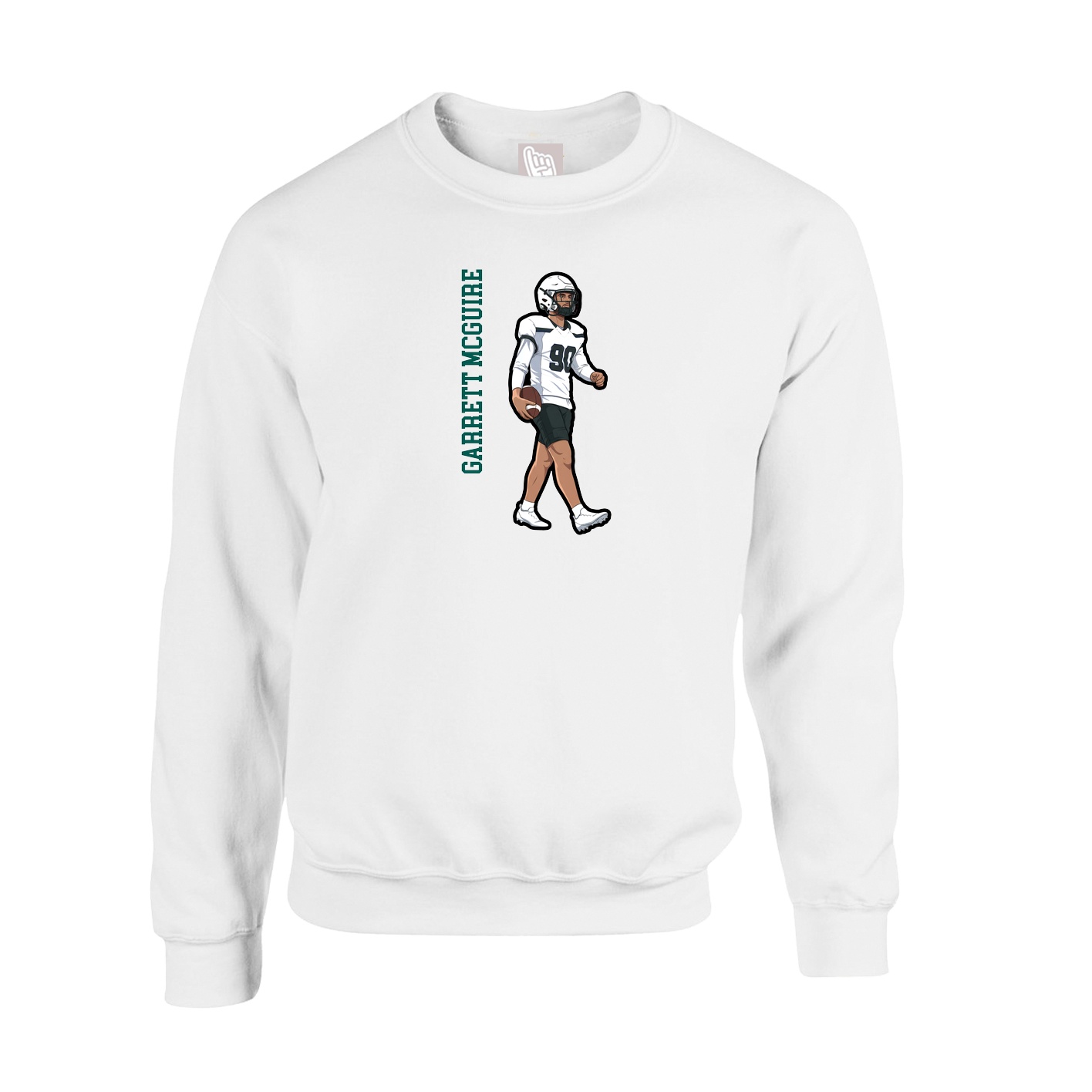 Fleece Crew — Name Vertical in White
