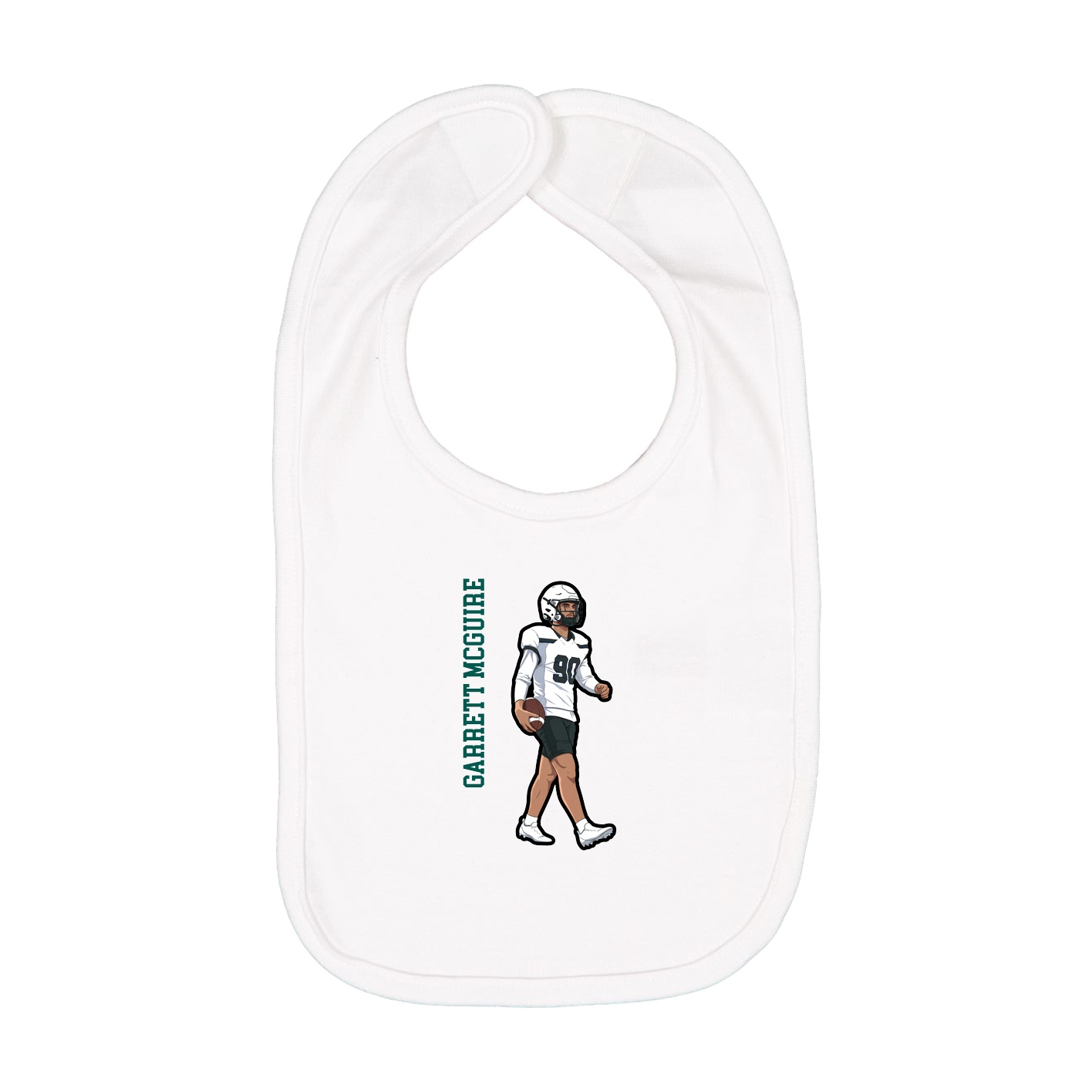 Infant Bib — Name Vertical in White