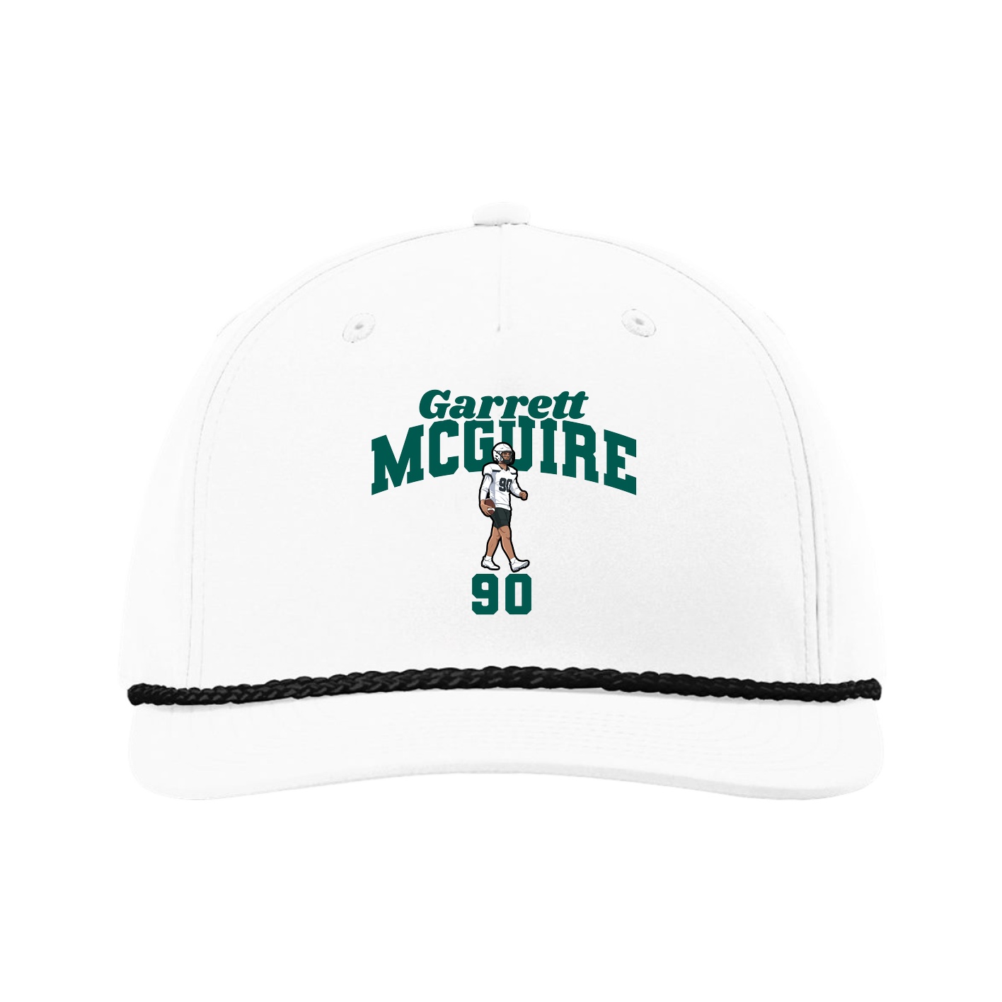 Five-Panel Classic Rope Cap — Signature Arch in White