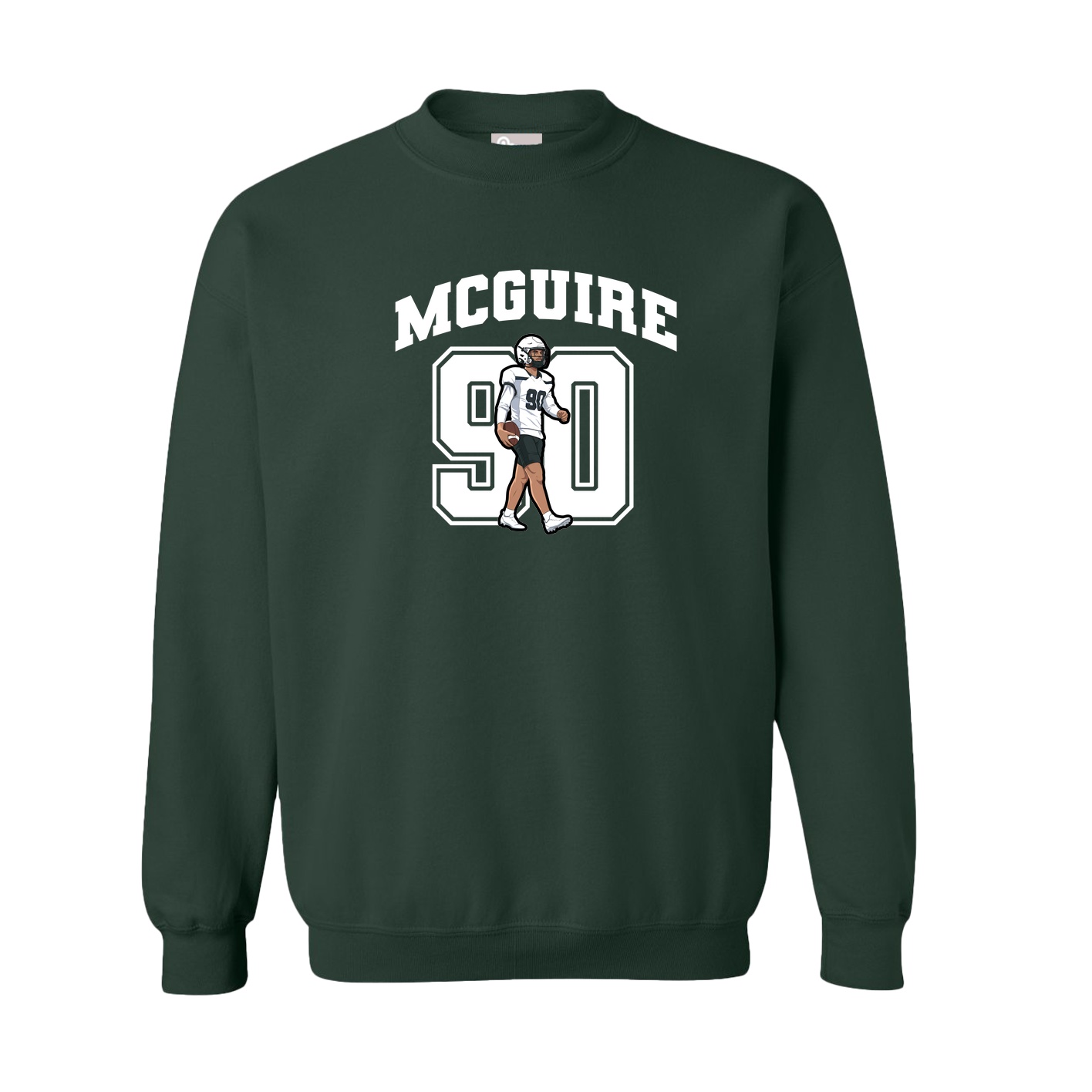 Fleece Crew — Number in Green