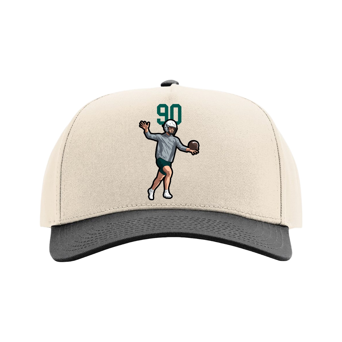Full Fabric Five-Panel Champ Cap — Number Top in Cream/Black