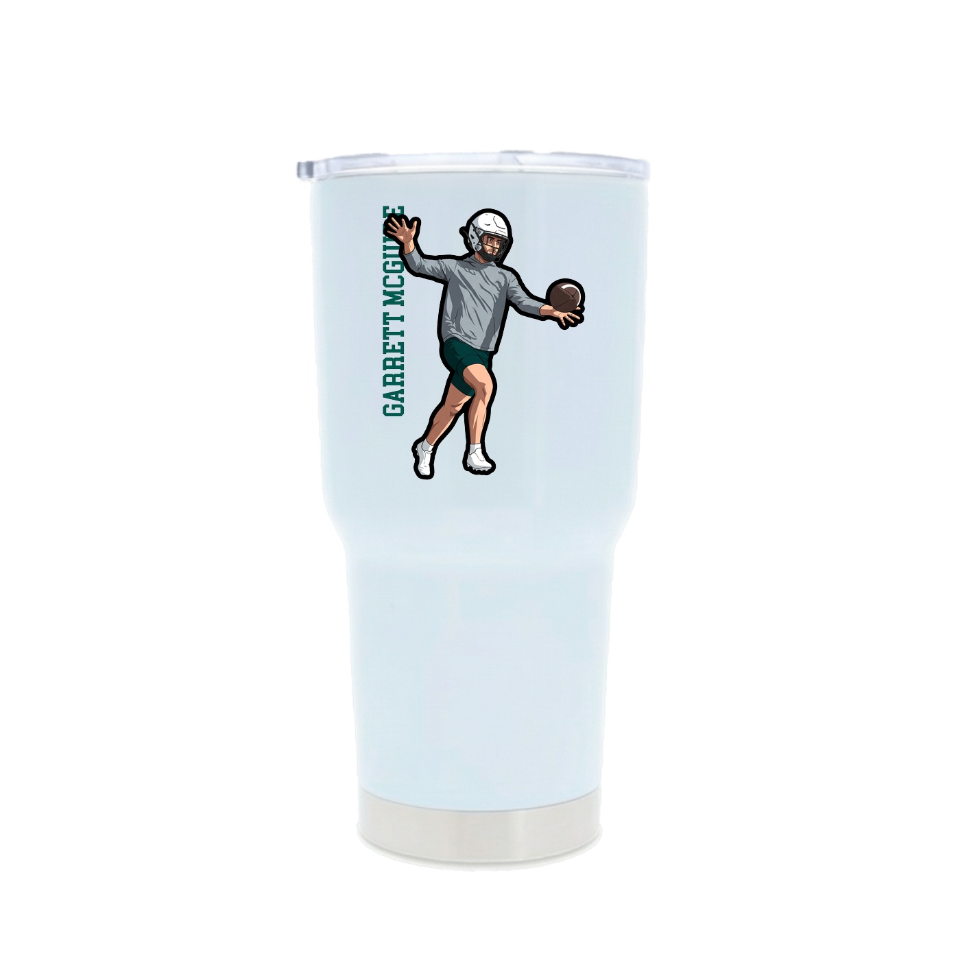 30oz Stainless Steel Tumbler — Name Vertical in White