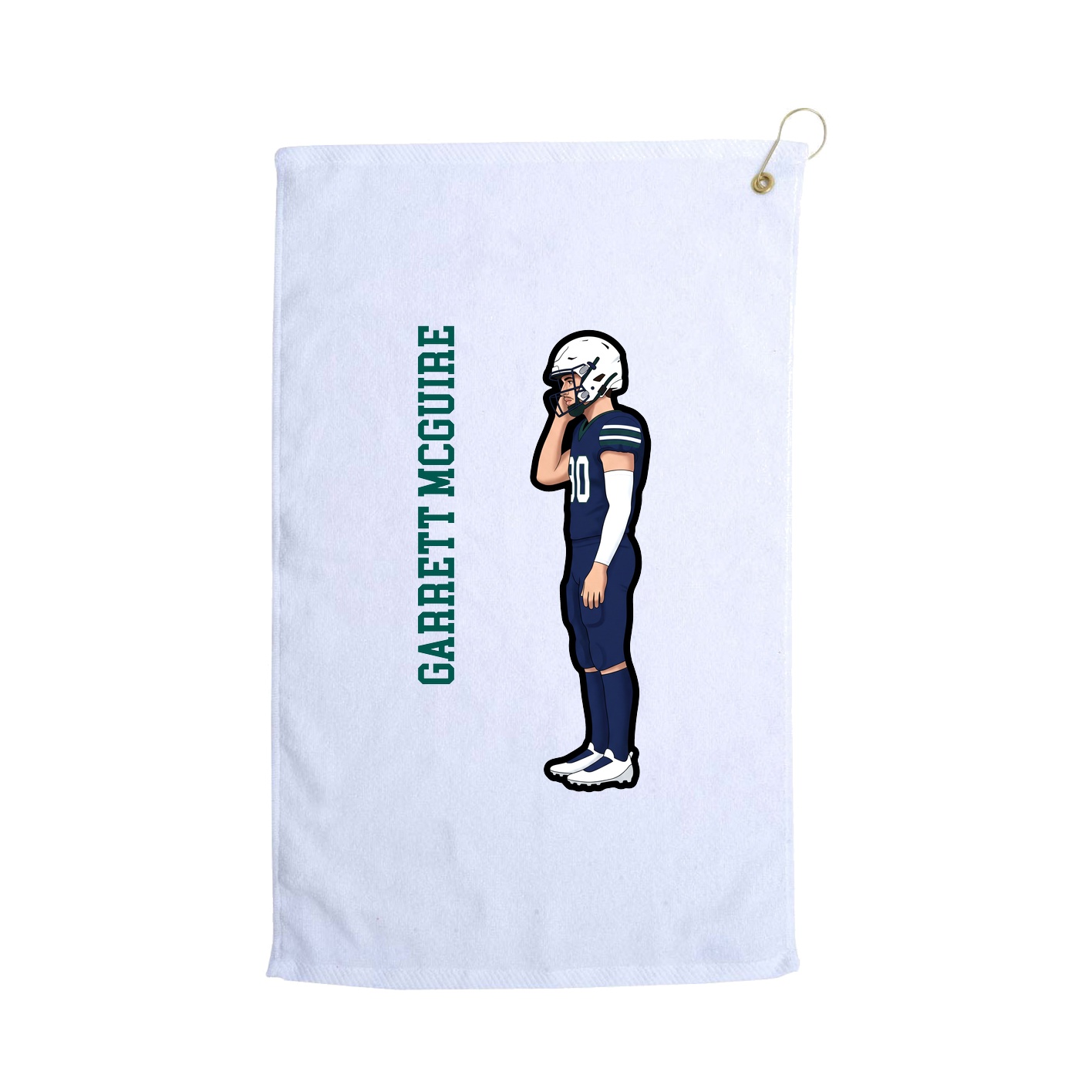 Golf Towel — Name Vertical in White
