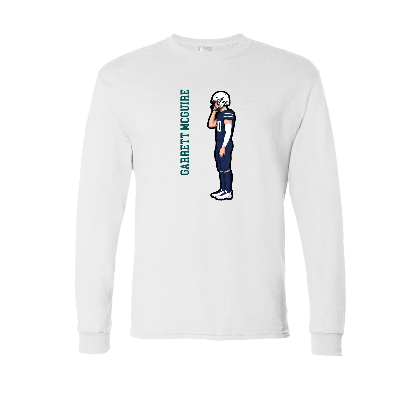 Long Sleeve Tee — Name Vertical in White