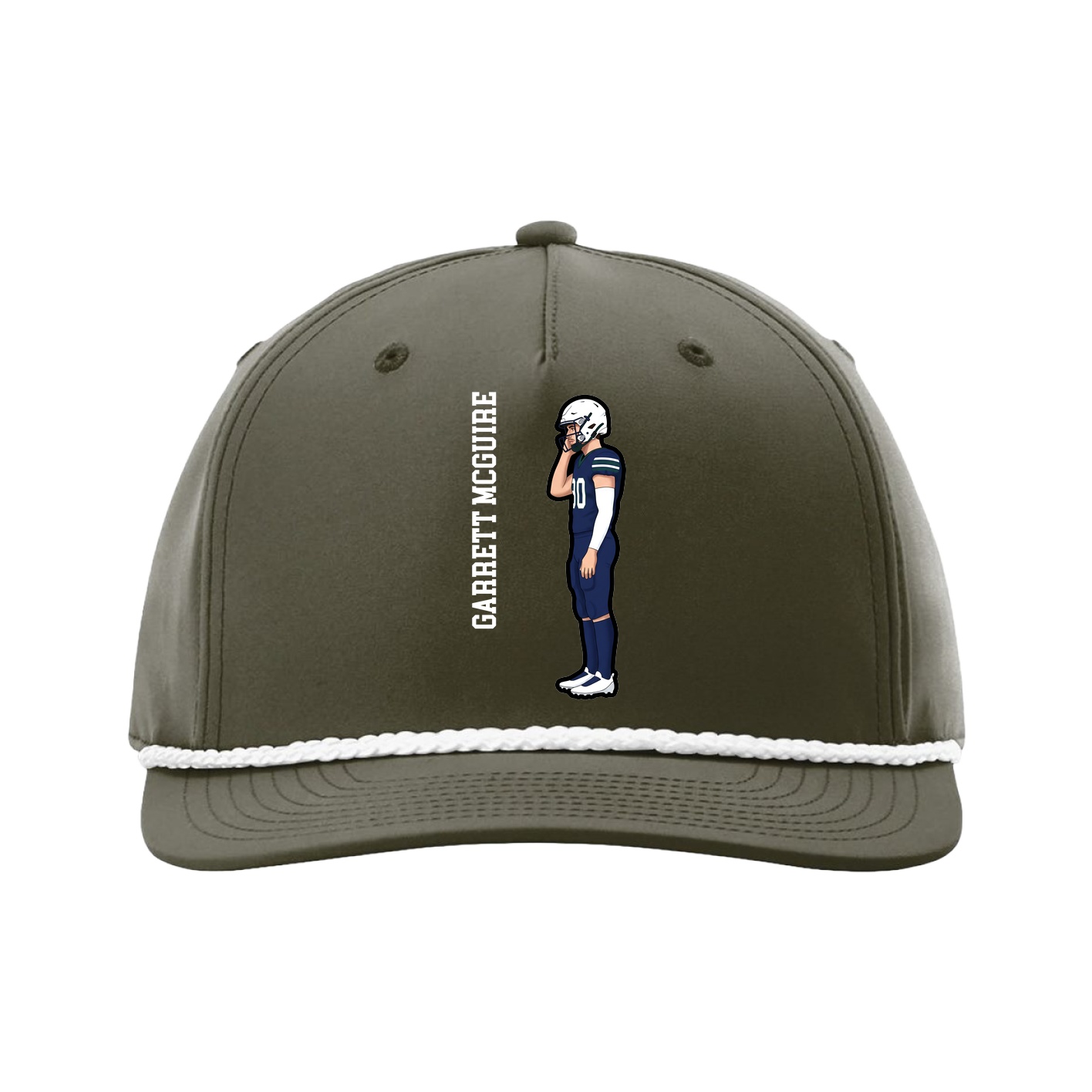 Five-Panel Classic Rope Cap — Name Vertical in Green
