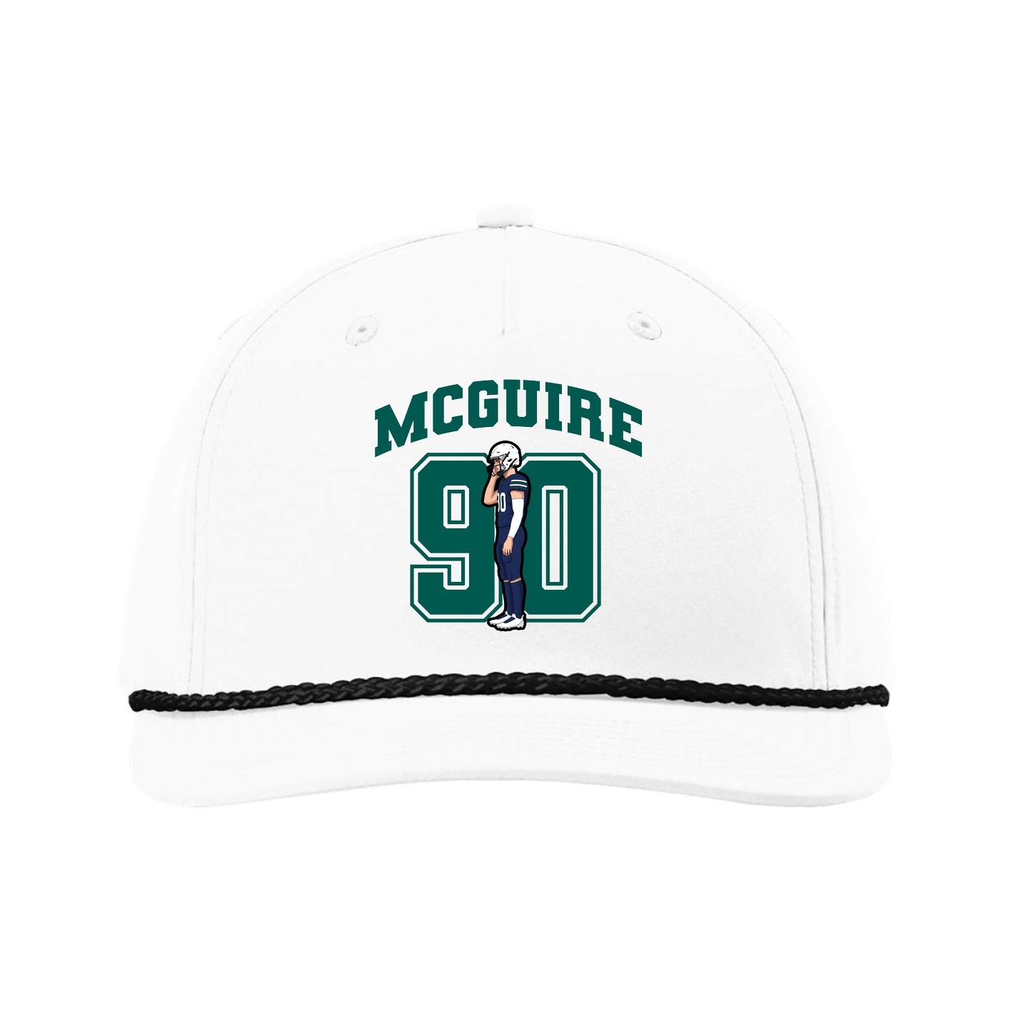 Five-Panel Classic Rope Cap — Number in White