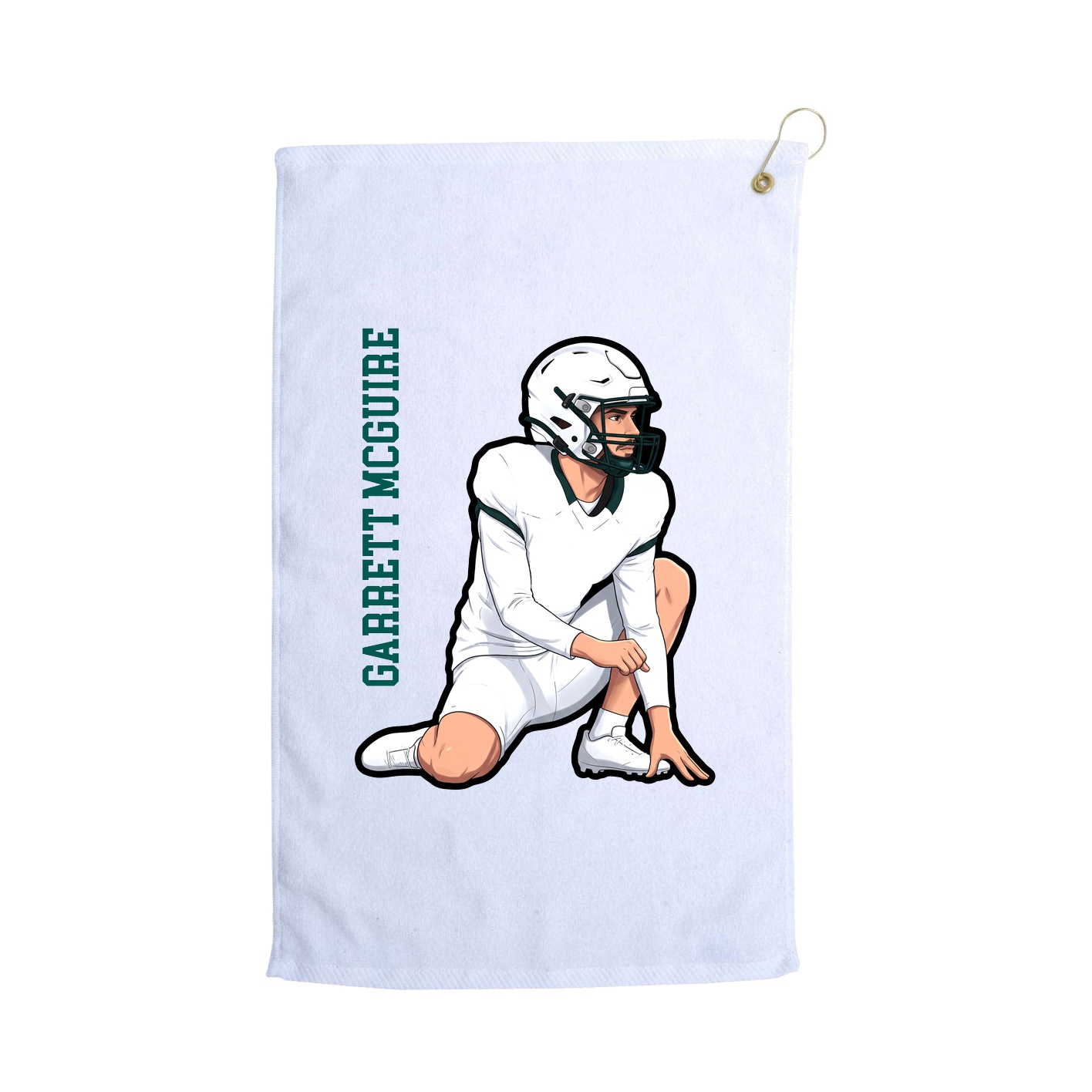 Golf Towel — Name Vertical in White