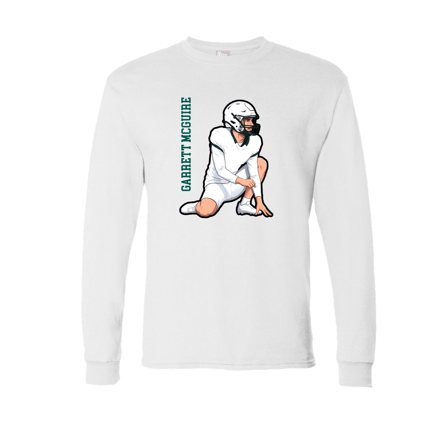 Long Sleeve Tee — Name Vertical in White