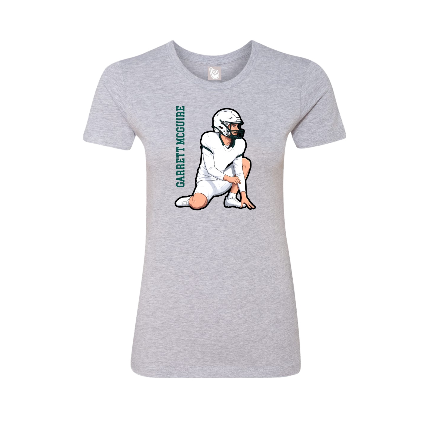 Fitted Women's Tee — Name Vertical in Grey