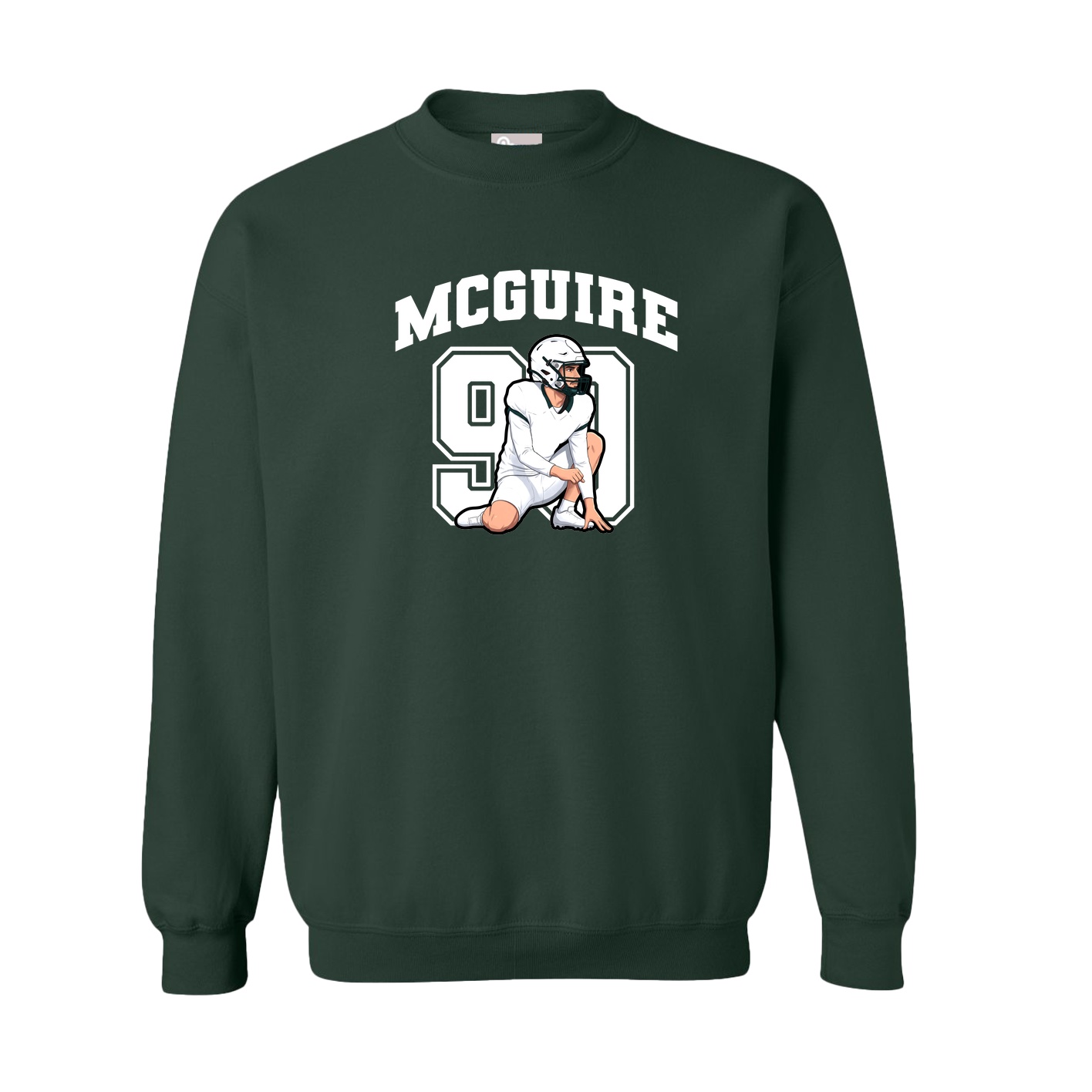 Fleece Crew — Number in Green