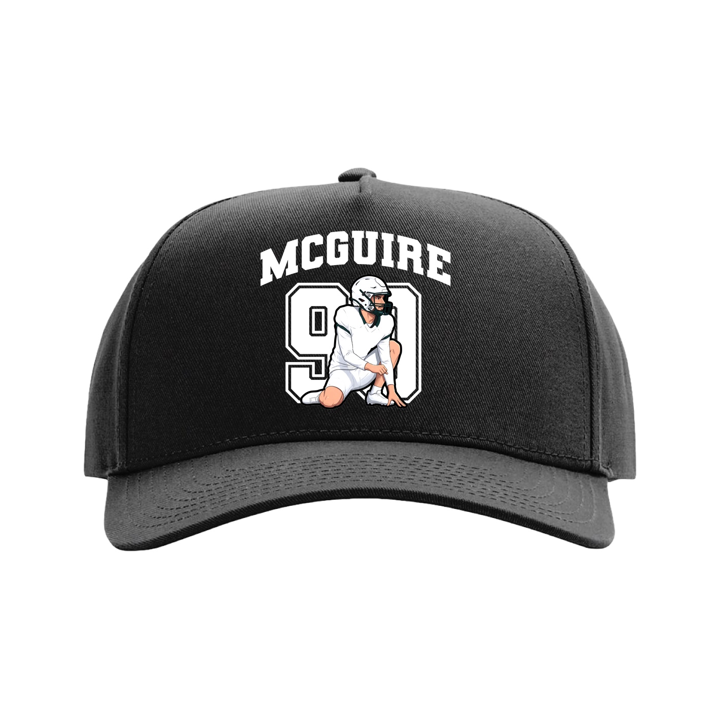 Full Fabric Five-Panel Champ Cap — Number in Black