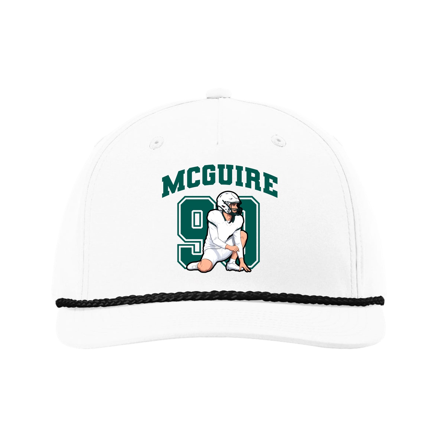 Five-Panel Classic Rope Cap — Number in White