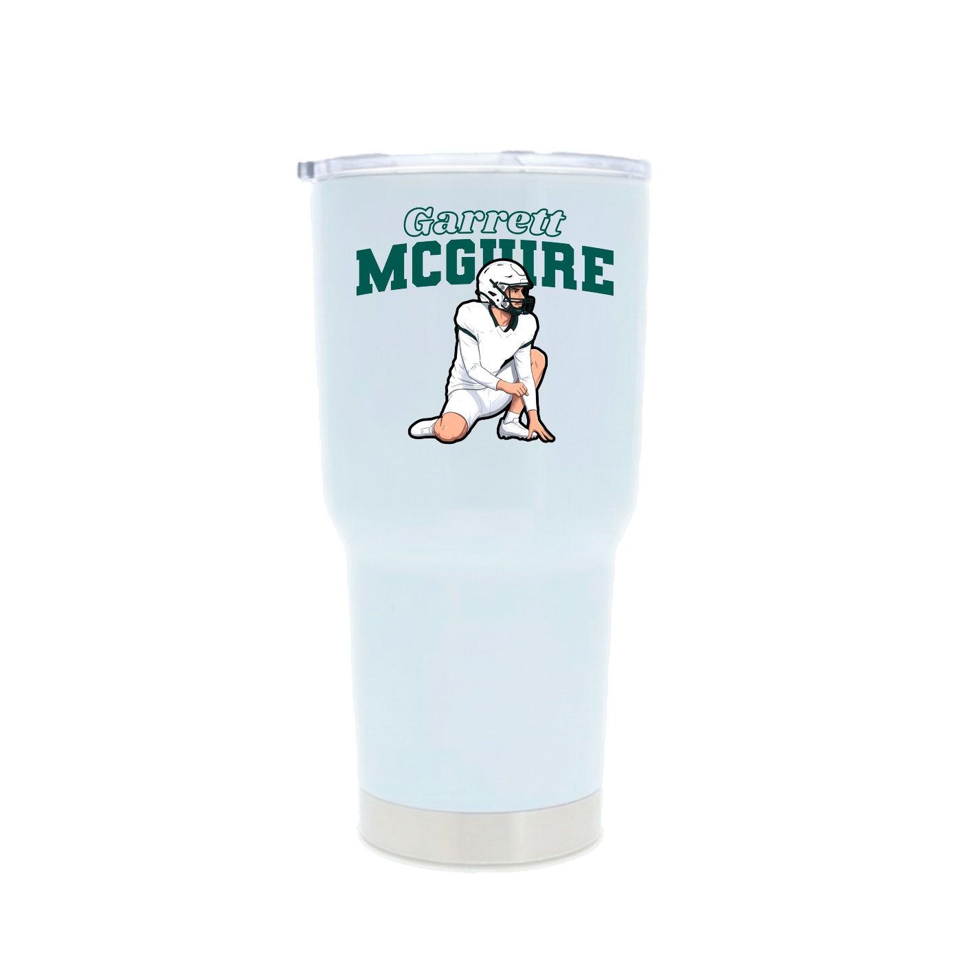 30oz Stainless Steel Tumbler — Name Arch in White