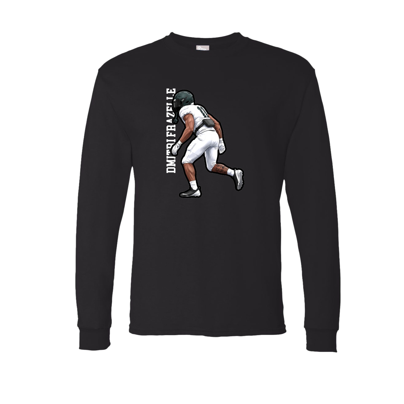 Long Sleeve Tee — Name Vertical in Black