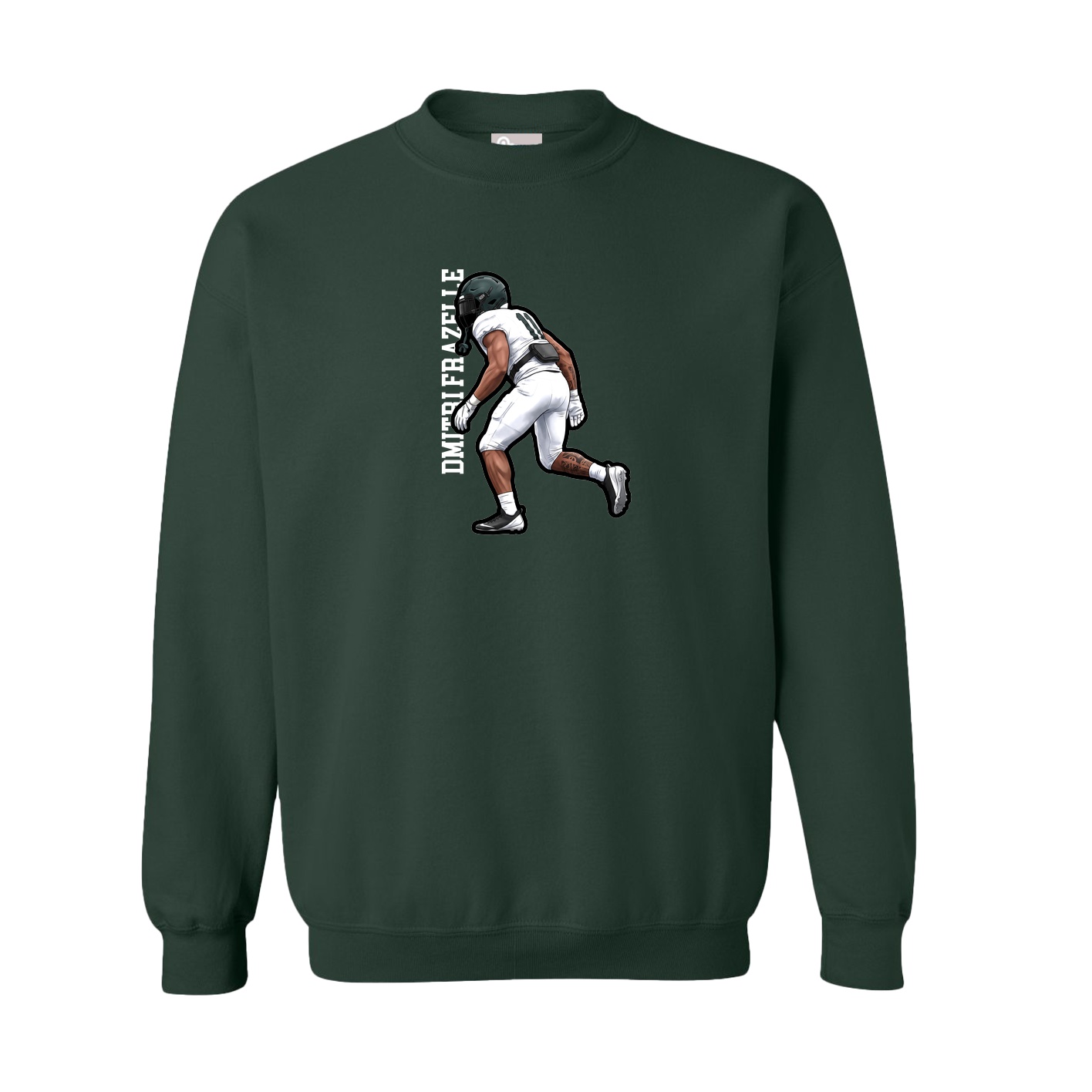 Fleece Crew — Name Vertical in Green