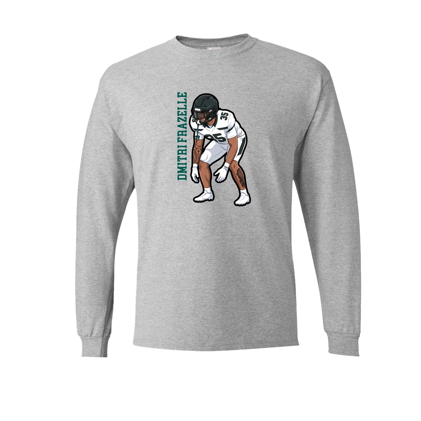 Long Sleeve Tee — Name Vertical in Grey