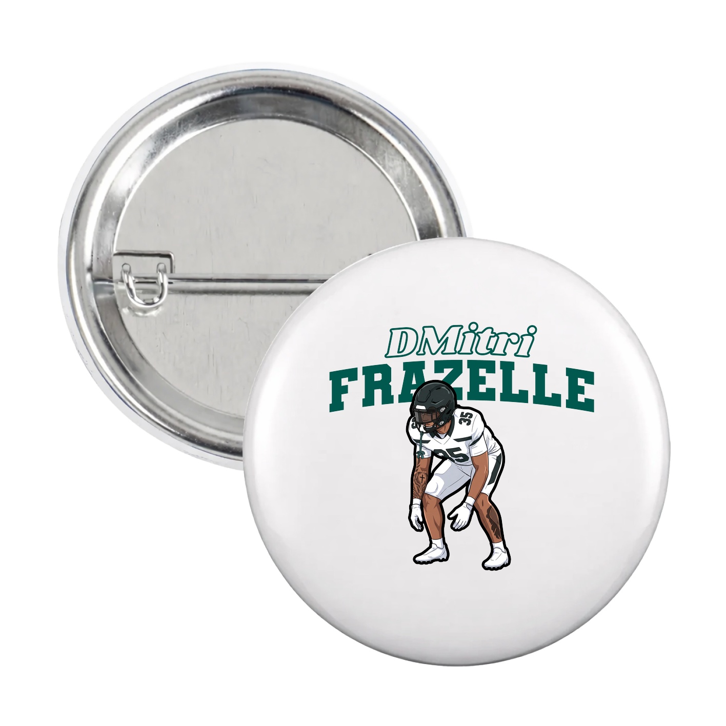 Game Day Button — Name Arch in White