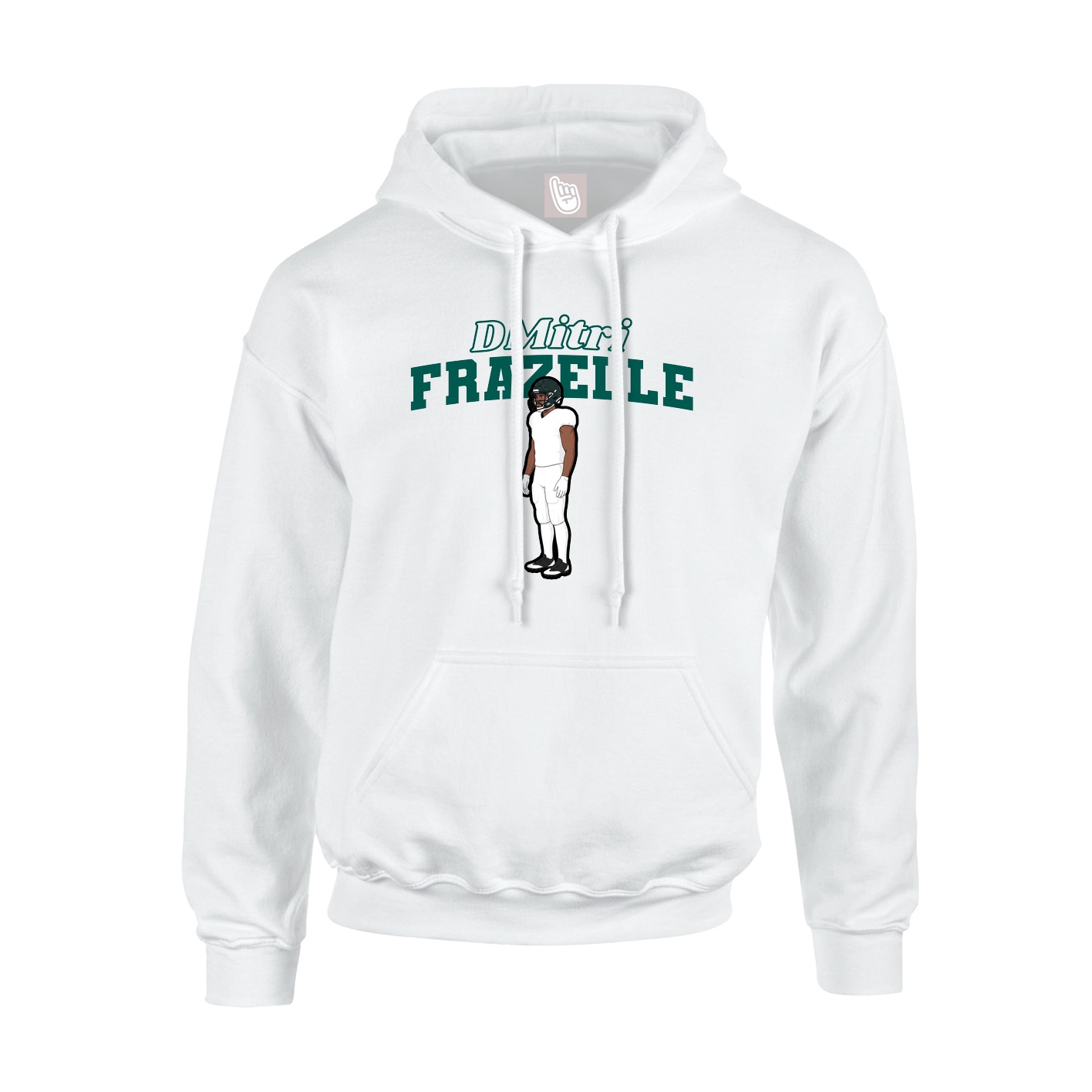 Youth Hoodie — Name Arch in White