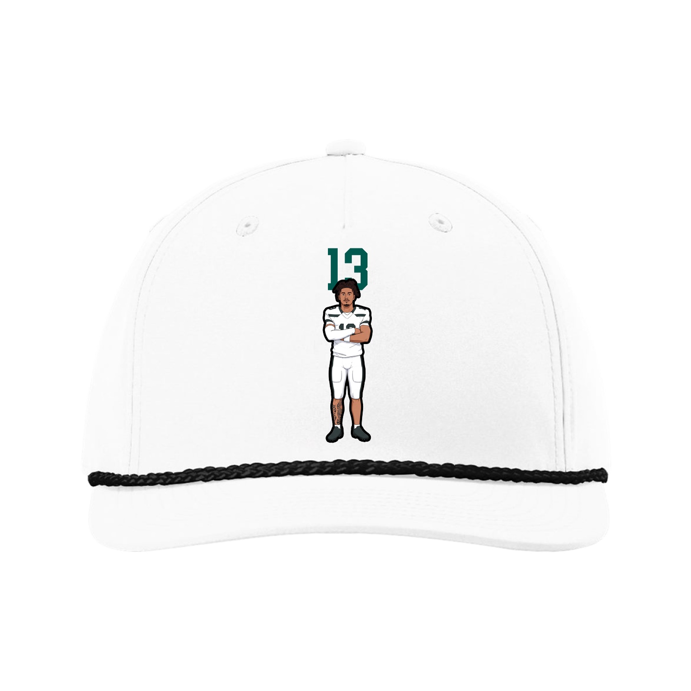 Five-Panel Classic Rope Cap — Number Top in White