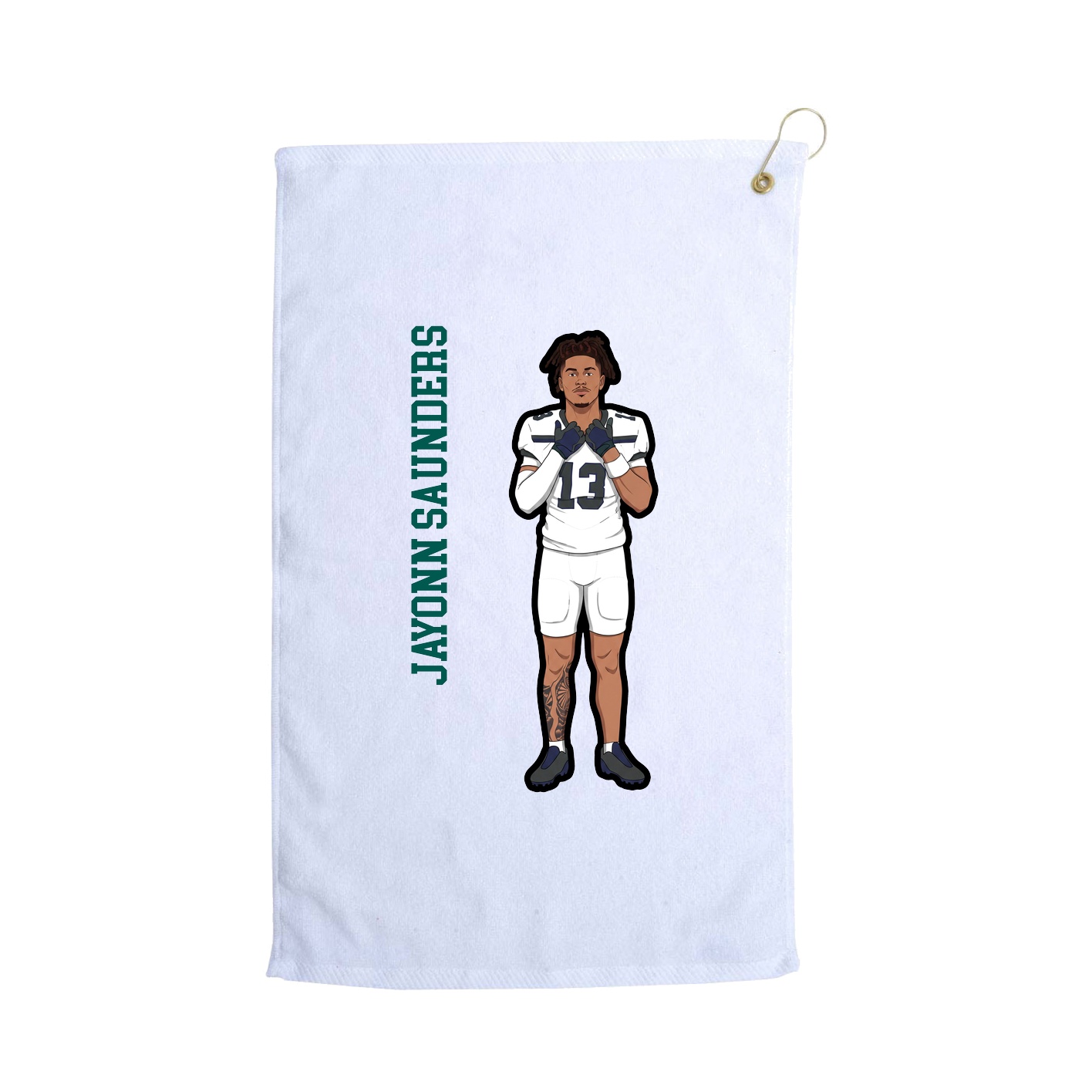 Golf Towel — Name Vertical in White