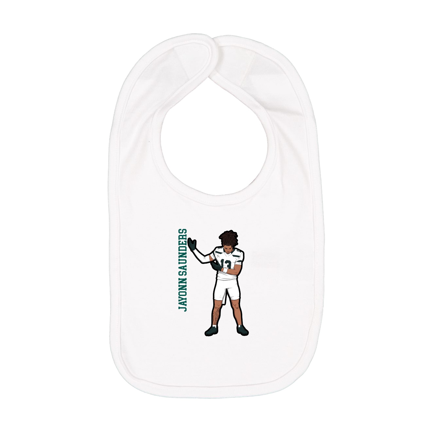 Infant Bib — Name Vertical in White